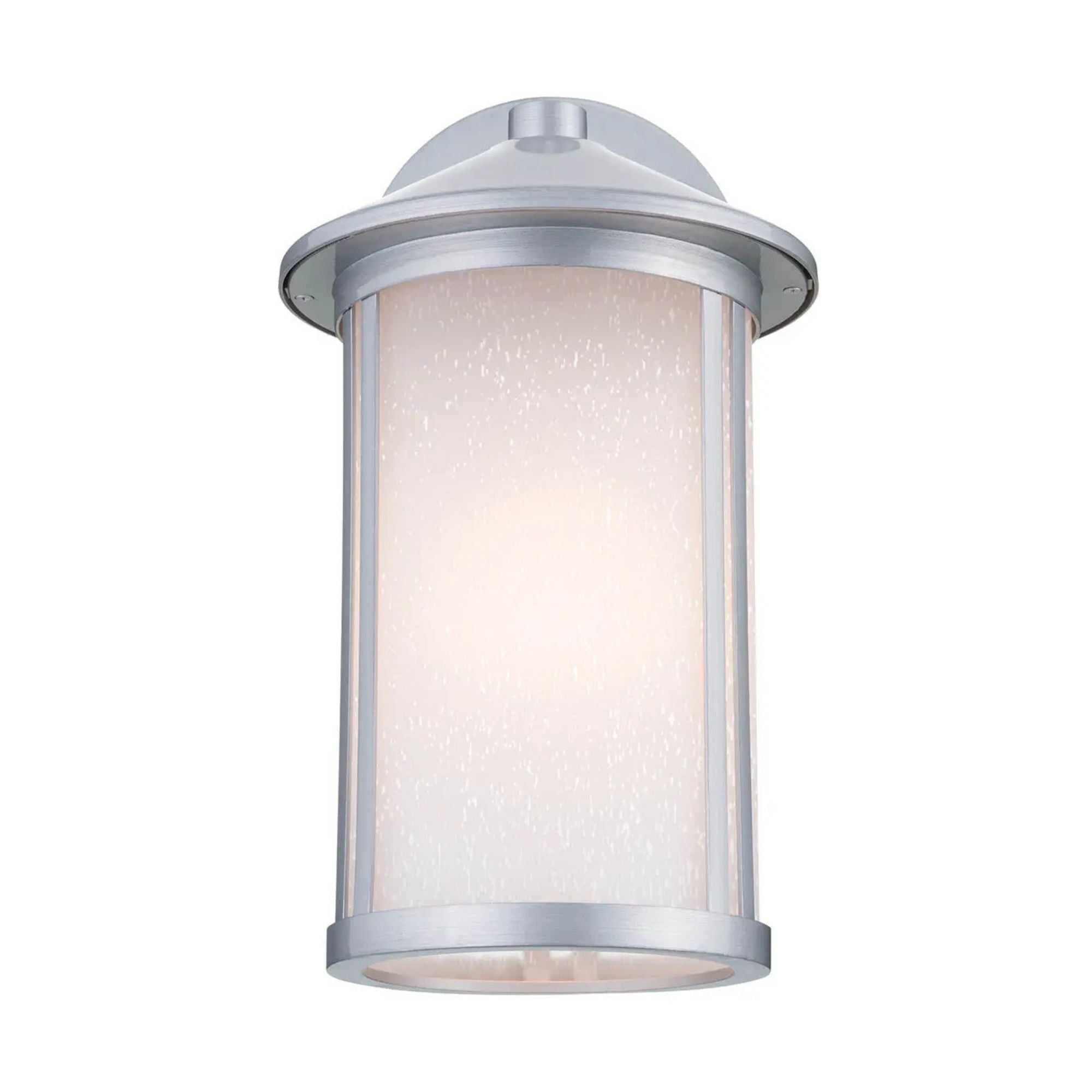 Kichler Lombard 16.5 in. Outdoor Sconce, Brushed Aluminum with Satin Etched Seeded Glass
