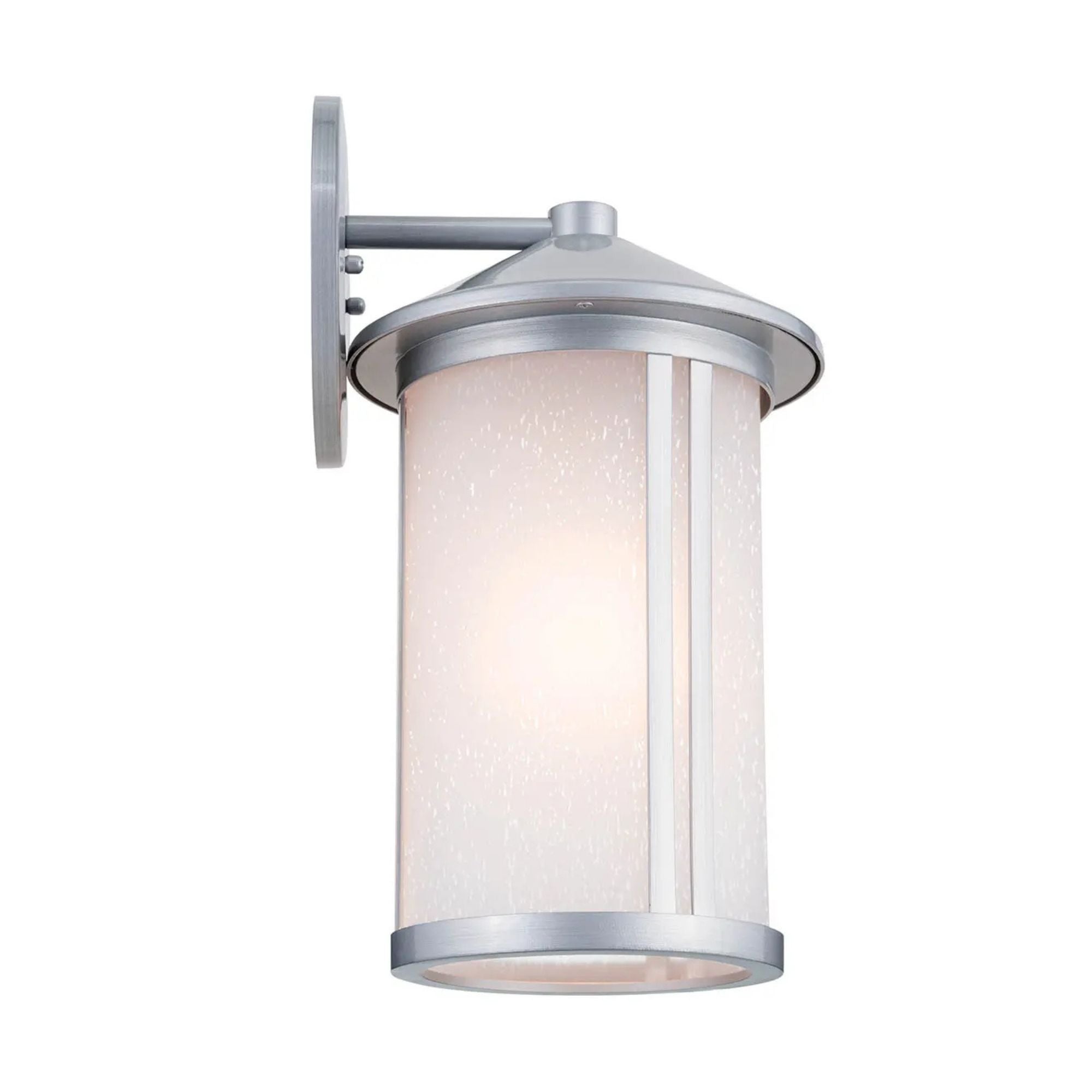 Kichler Lombard 16.5 in. Outdoor Sconce, Brushed Aluminum with Satin Etched Seeded Glass