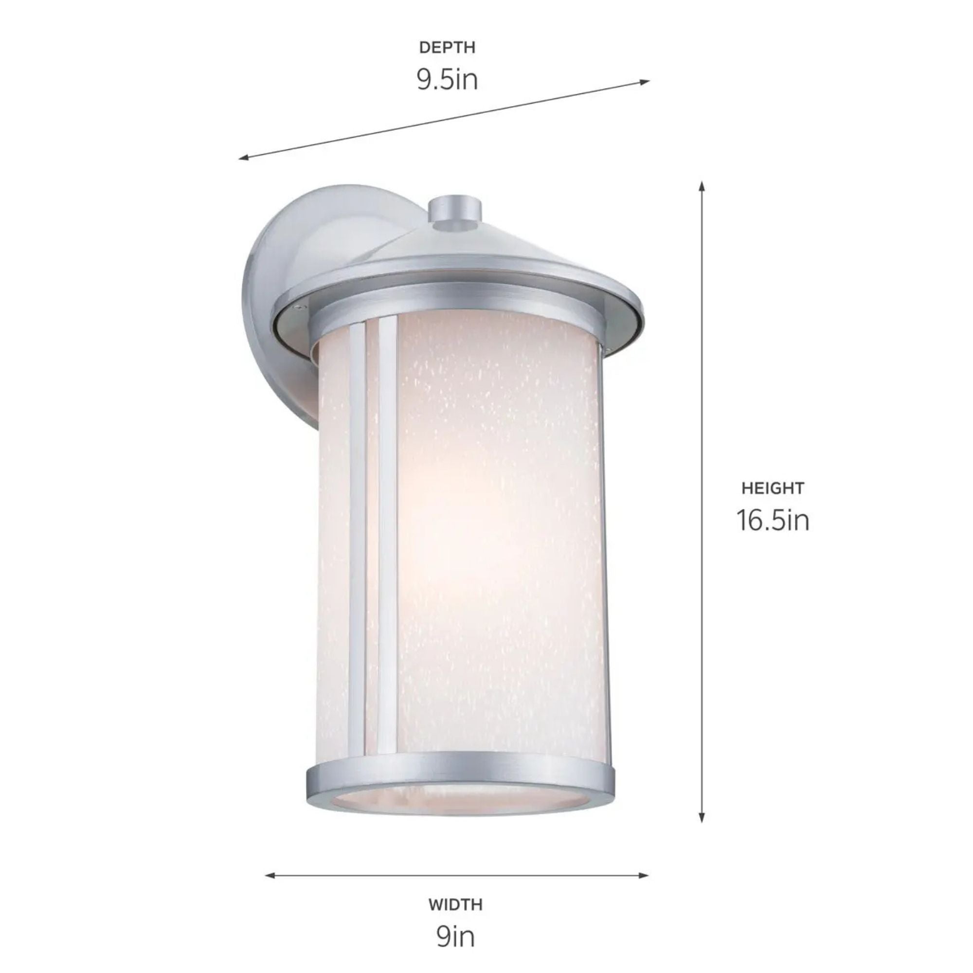 Kichler Lombard 16.5 in. Outdoor Sconce, Brushed Aluminum with Satin Etched Seeded Glass