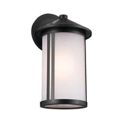Kichler Lombard 16.5 in. Outdoor Sconce, Black with Satin Etched Seeded Glass