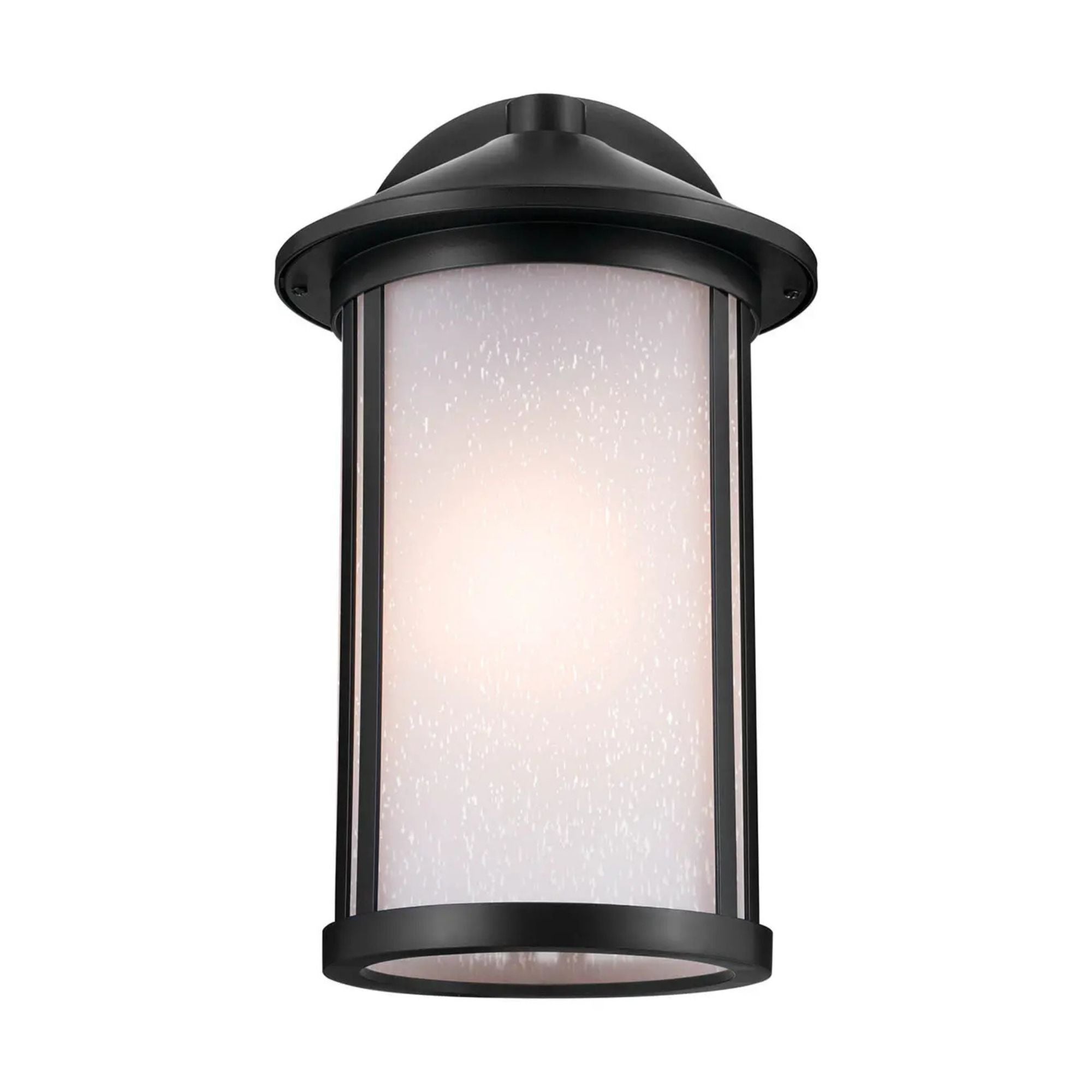 Kichler Lombard 16.5 in. Outdoor Sconce, Black with Satin Etched Seeded Glass