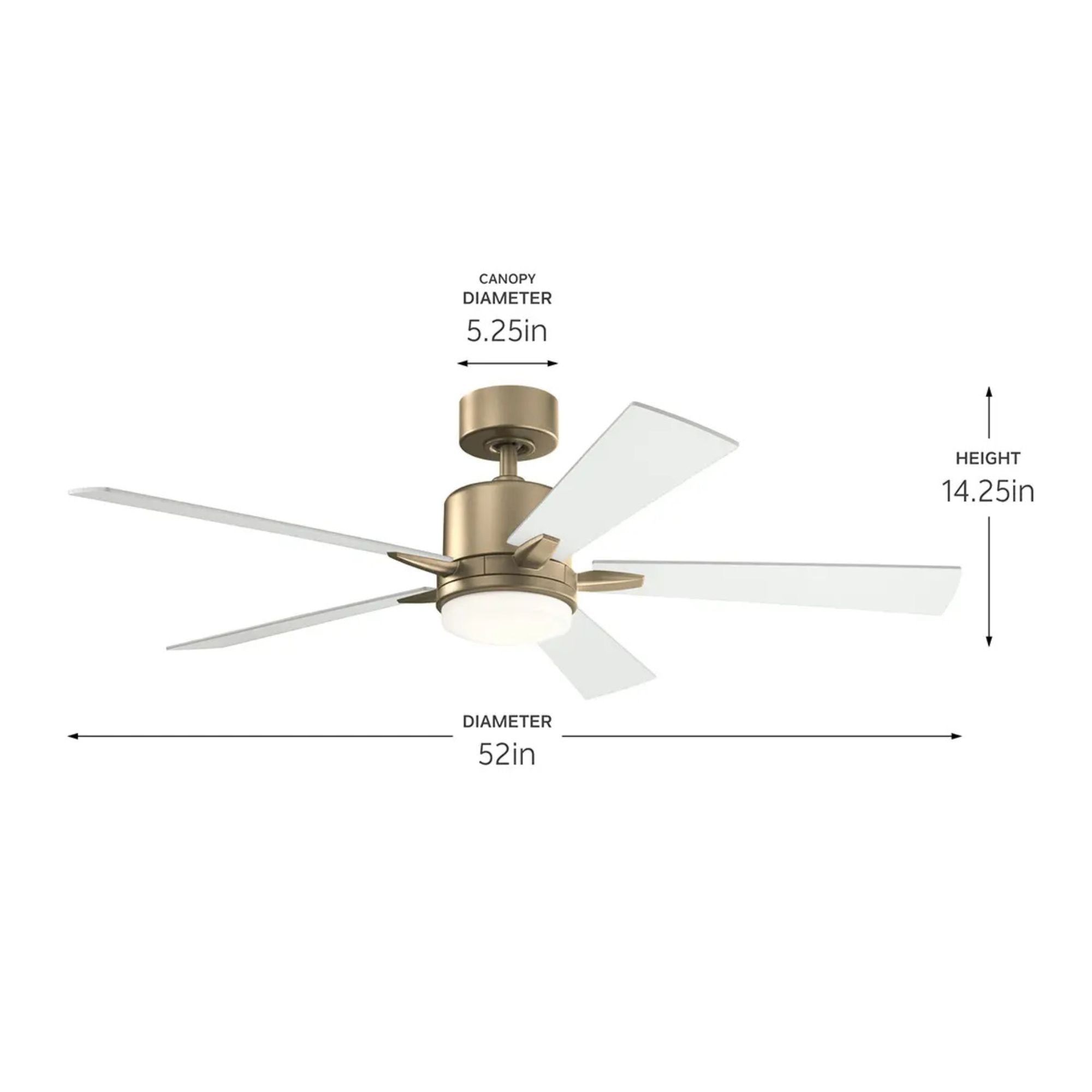 Lucian Elite 52" Champagne Bronze LED Ceiling Fan with Wall Control