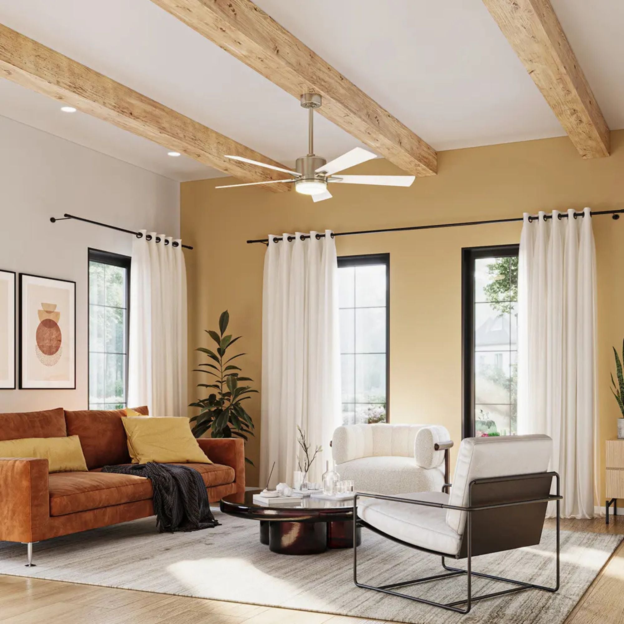 Lucian Elite 52" Champagne Bronze LED Ceiling Fan with Wall Control