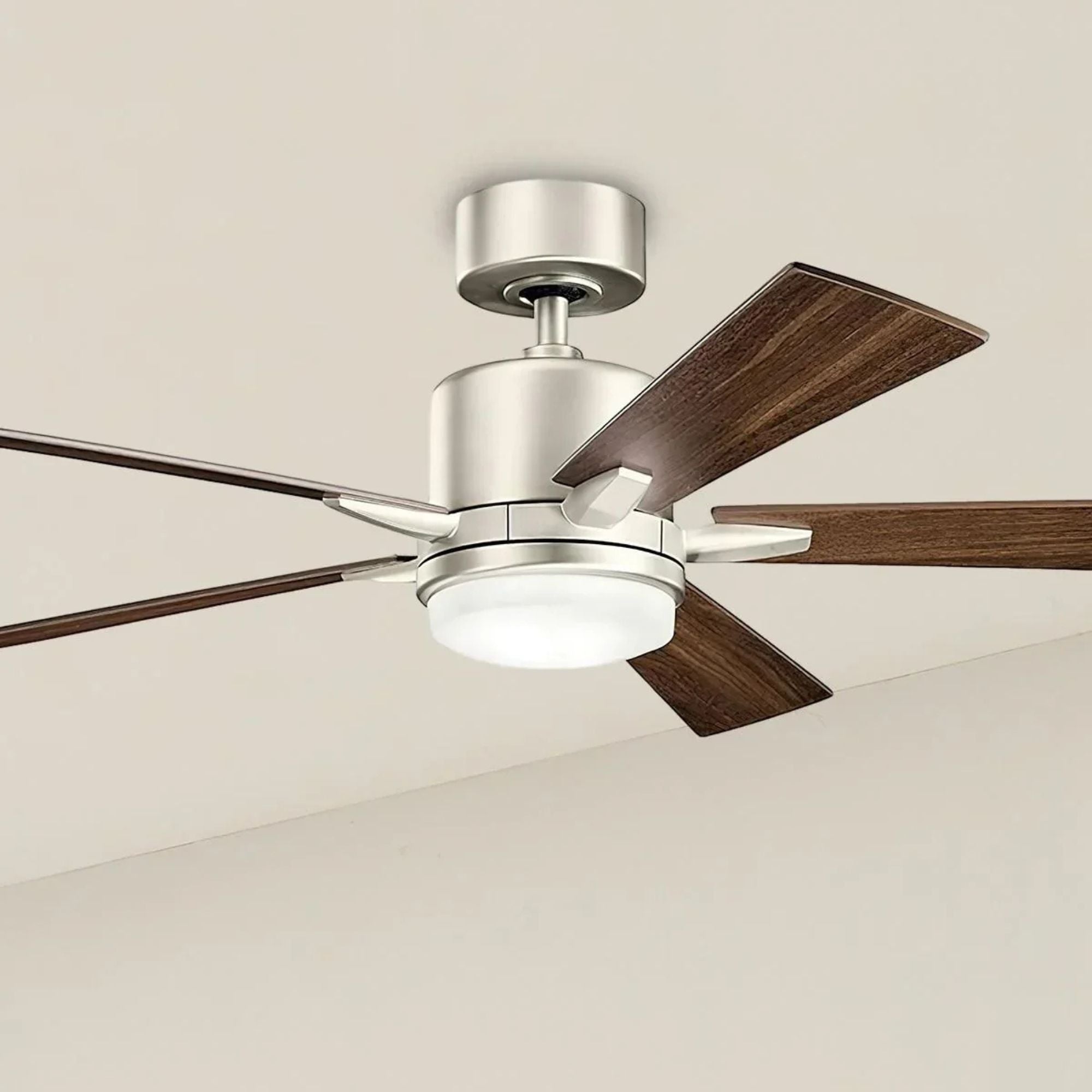 Lucian Elite 52" Brushed Nickel LED Ceiling Fan with Wall Control