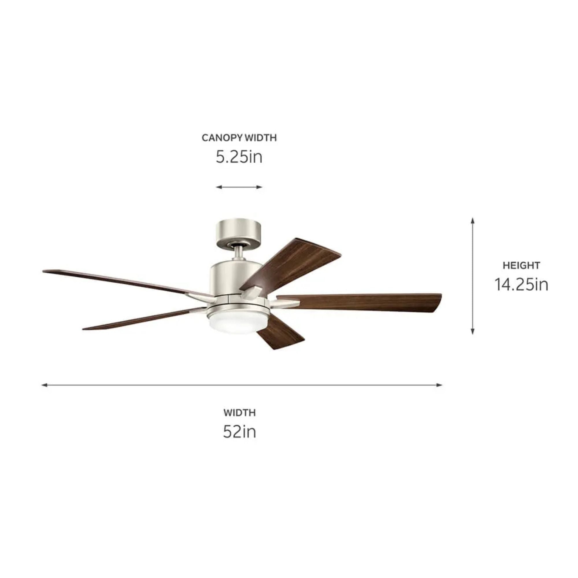 Lucian Elite 52" Brushed Nickel LED Ceiling Fan with Wall Control