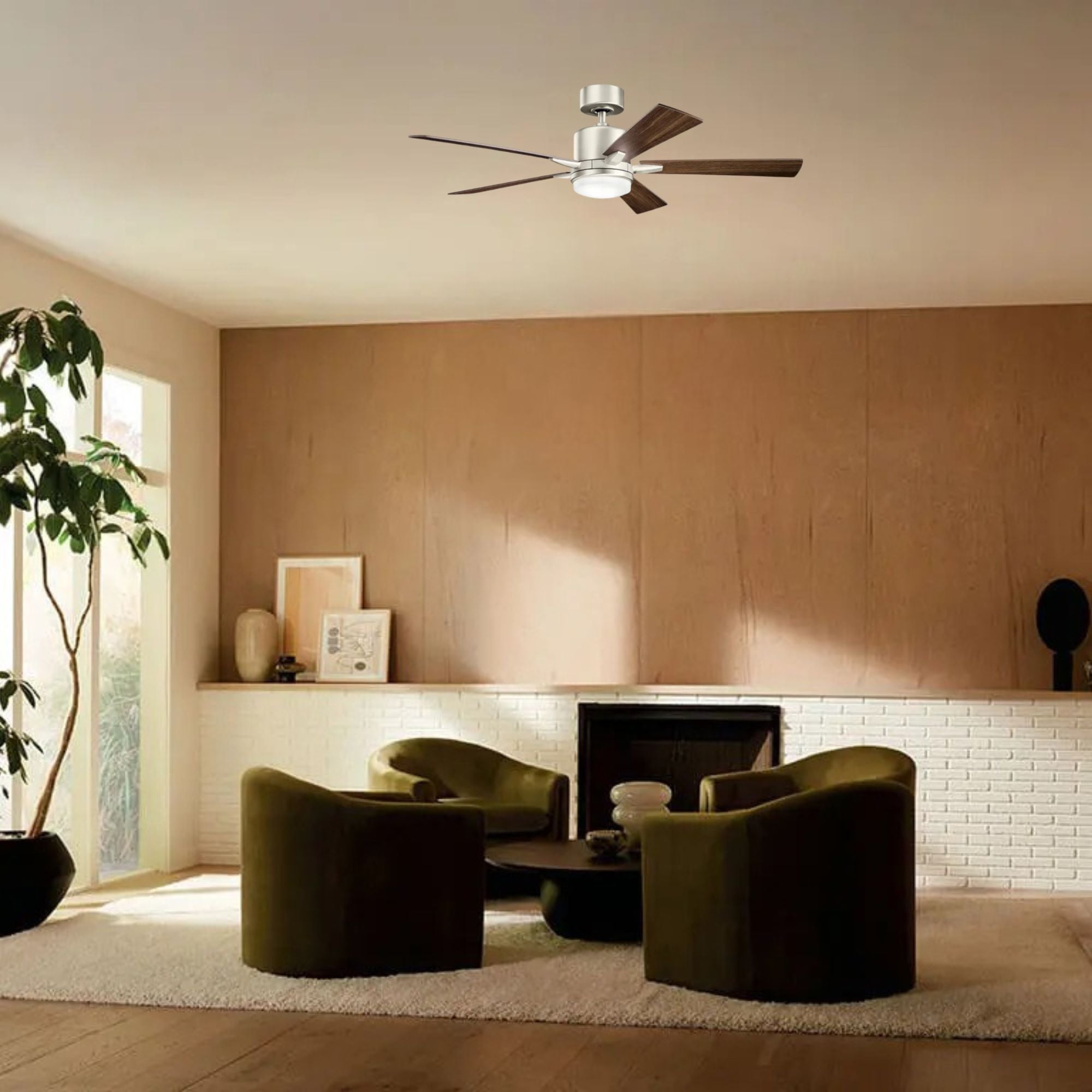 Lucian Elite 52" Brushed Nickel LED Ceiling Fan with Wall Control