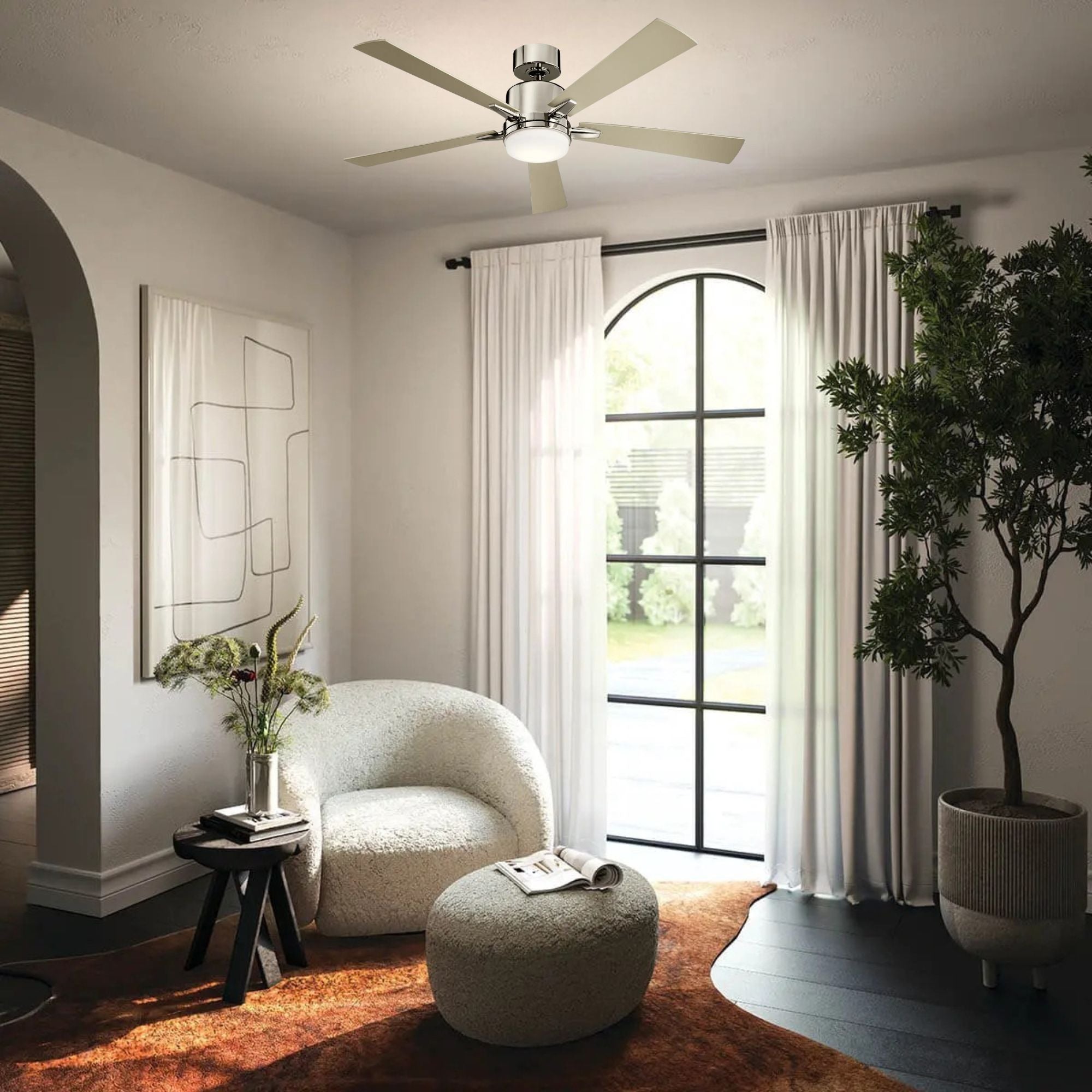 Lucian Elite 52" Polished Nickel LED Ceiling Fan with Wall Control