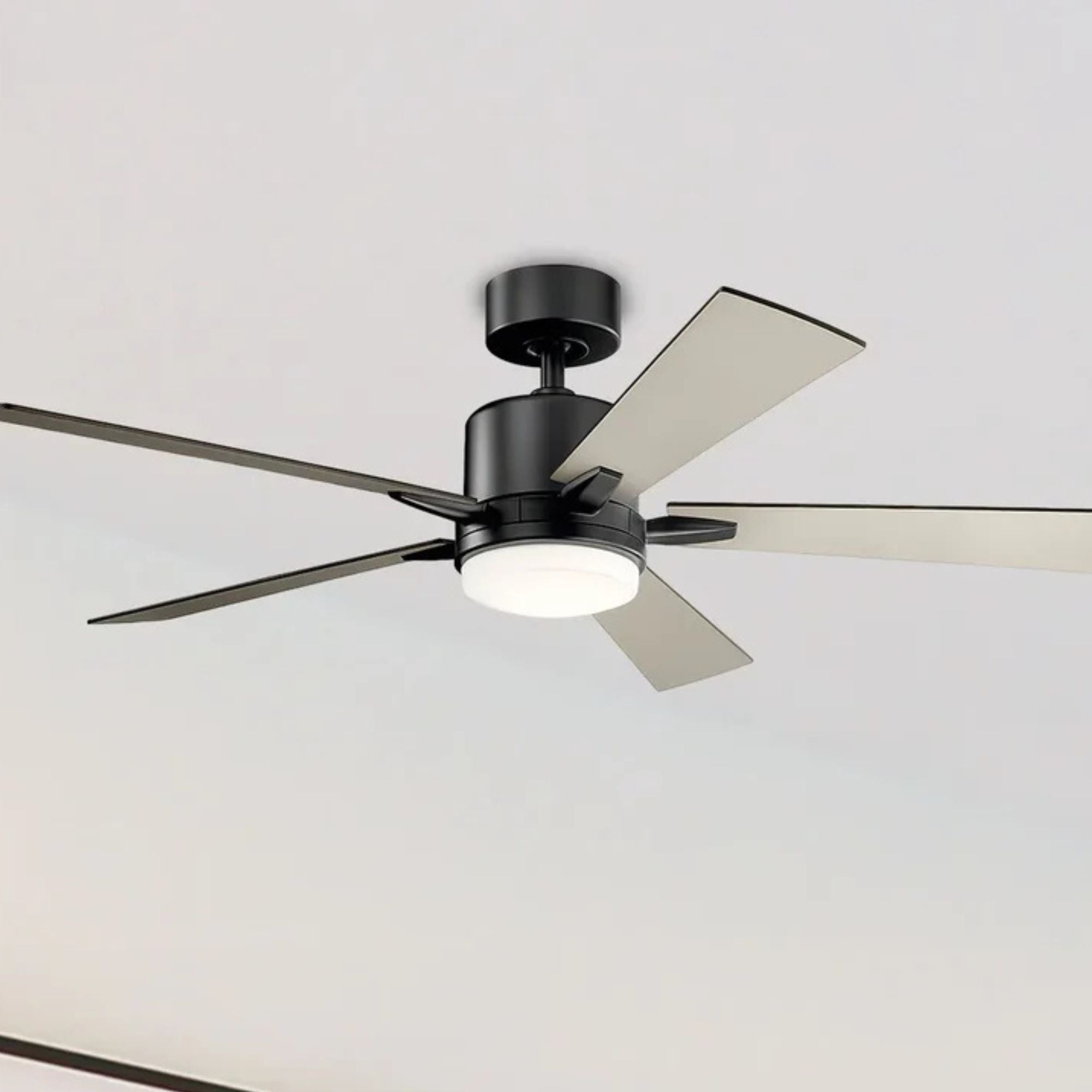 Lucian Elite 52" Satin Black LED Ceiling Fan with Wall Control