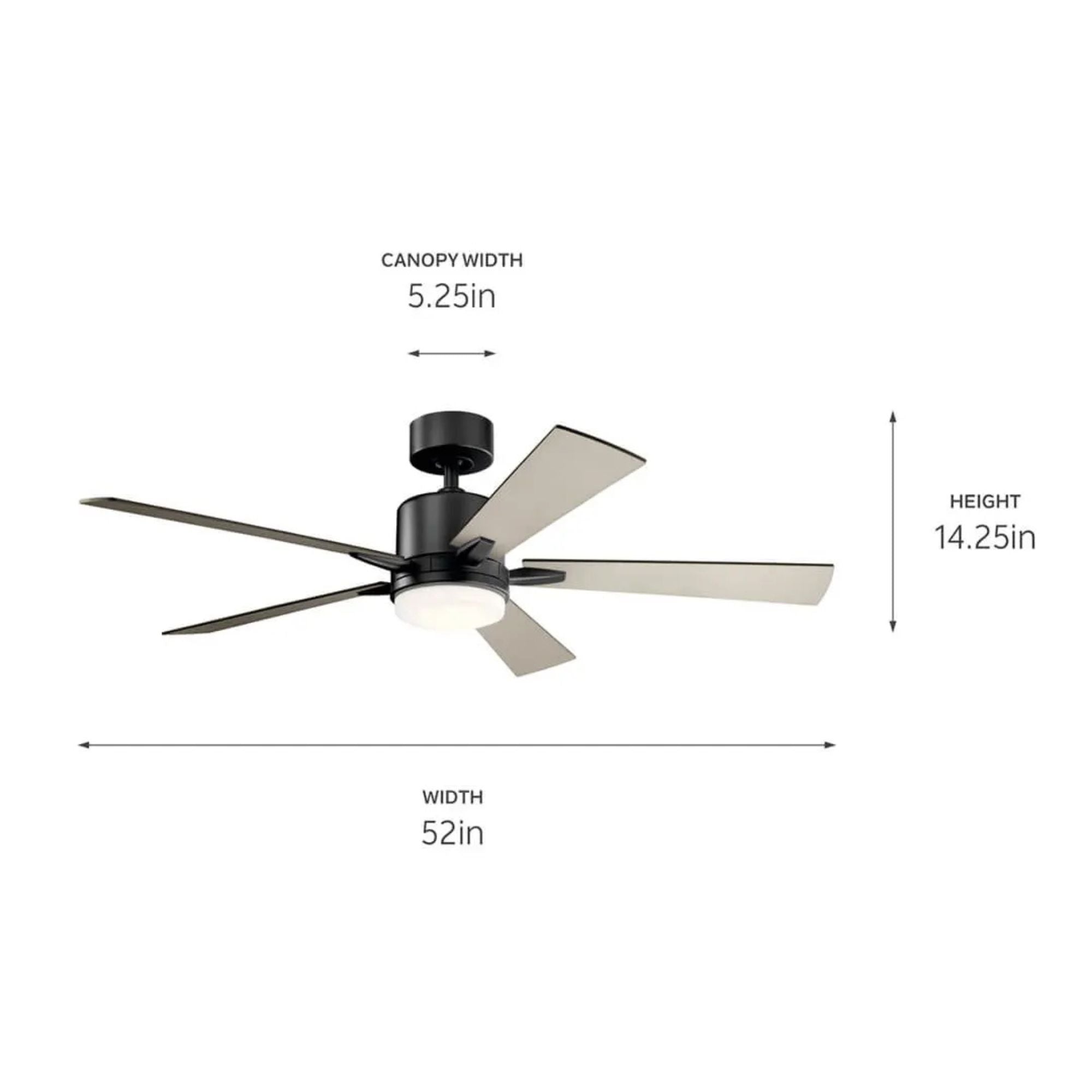 Lucian Elite 52" Satin Black LED Ceiling Fan with Wall Control