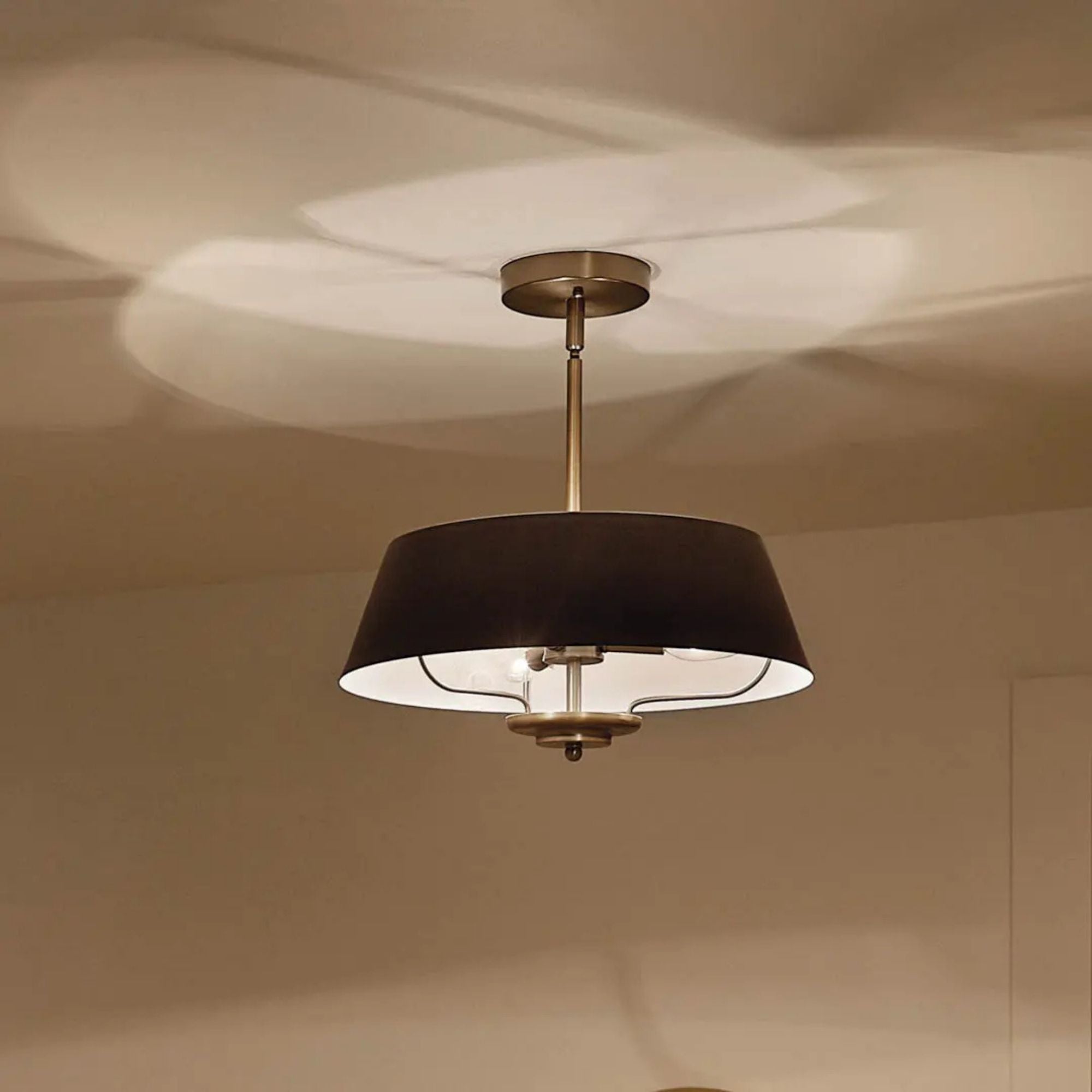 Kichler Luella 16 in. 3-Light Pendant, Black with Metal Drum Shade