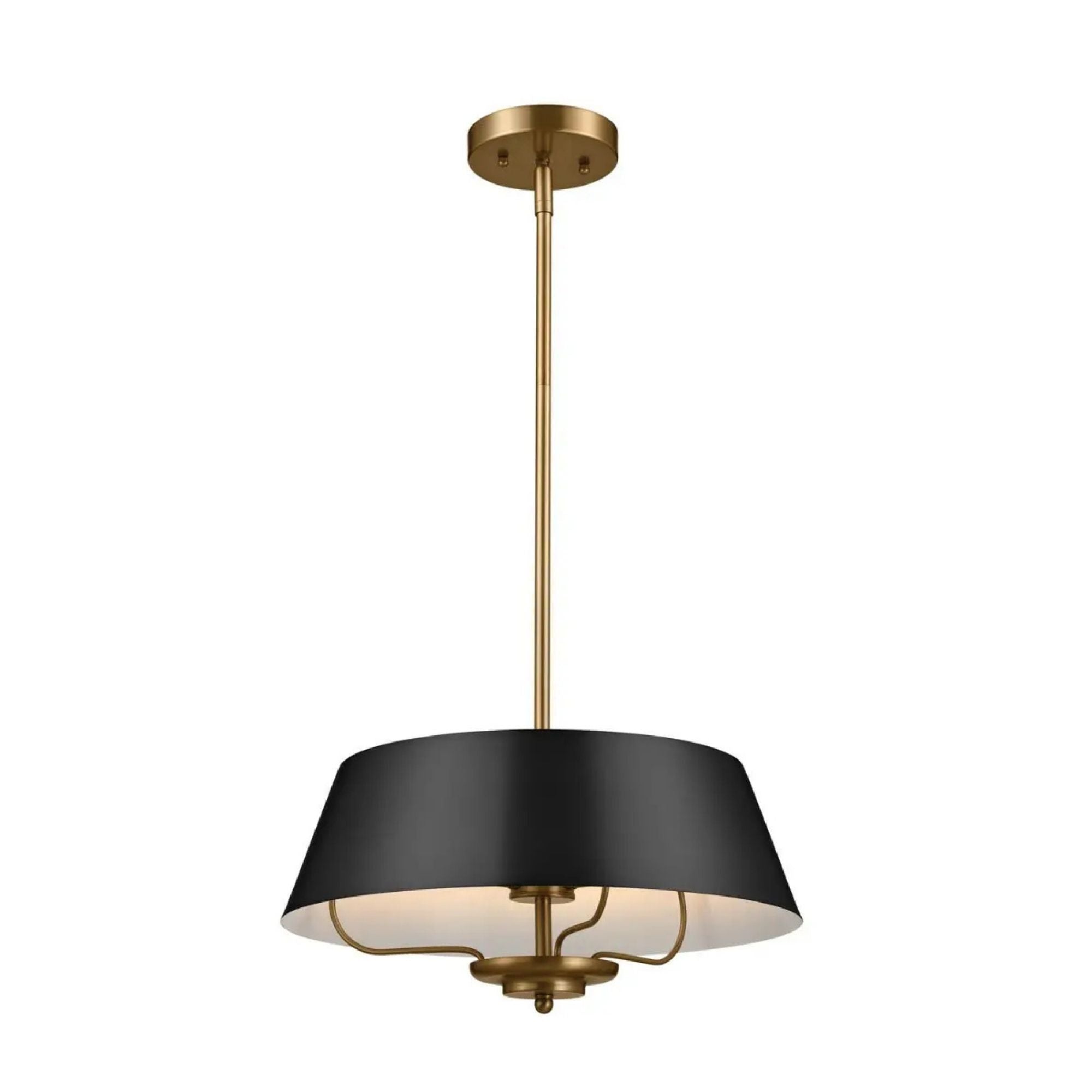 Kichler Luella 16 in. 3-Light Pendant, Black with Metal Drum Shade