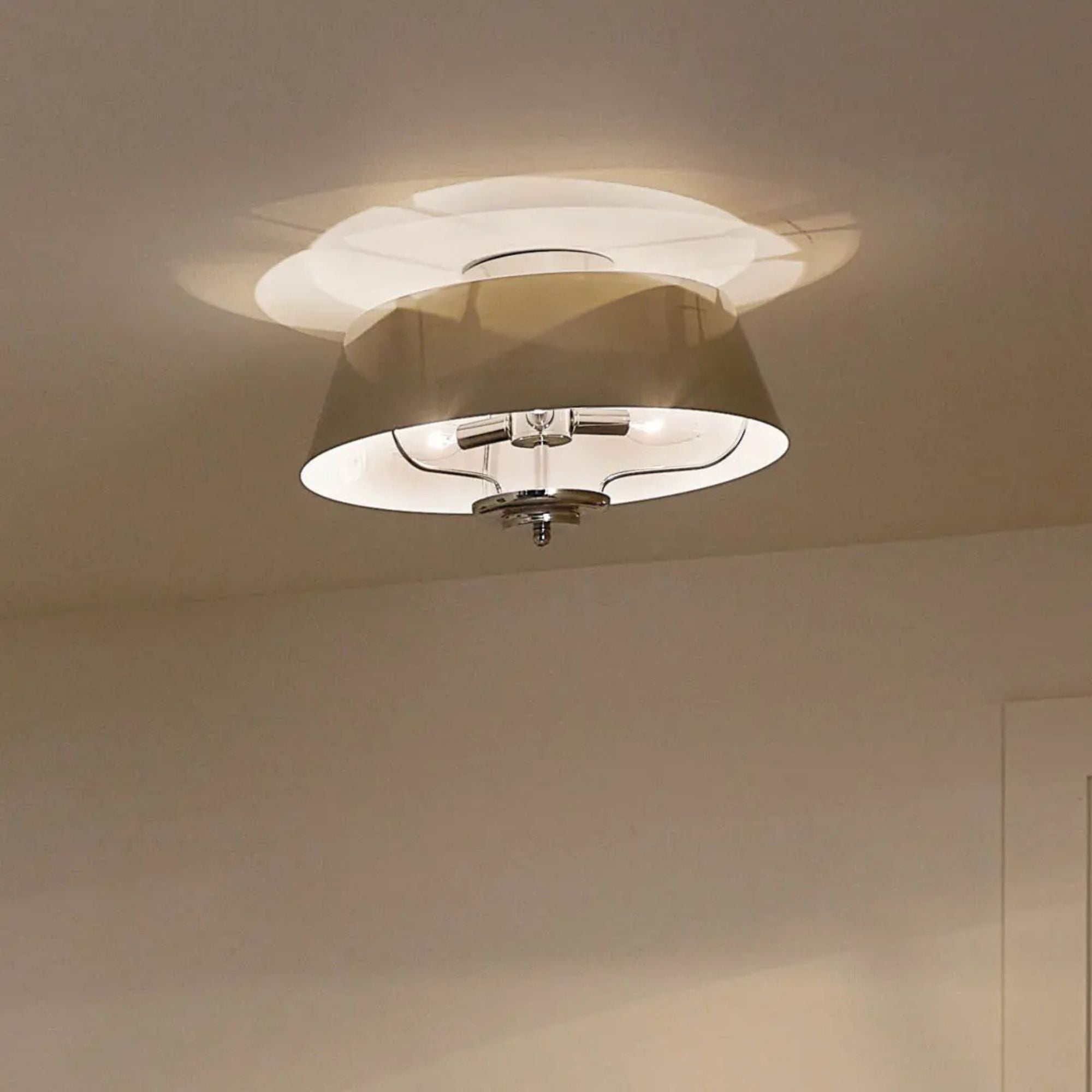 Kichler Luella 16 in. 3-Light Pendant, Polished Nickel, Metal Drum Shade
