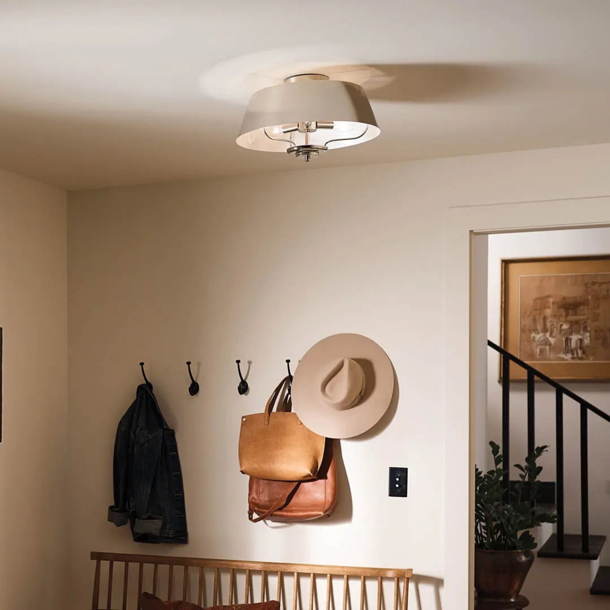 Kichler Luella 16 in. 3-Light Pendant, Polished Nickel, Metal Drum Shade