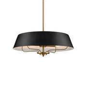 Kichler Luella 22 in. 4-Light Pendant, Black Metal Drum Shade