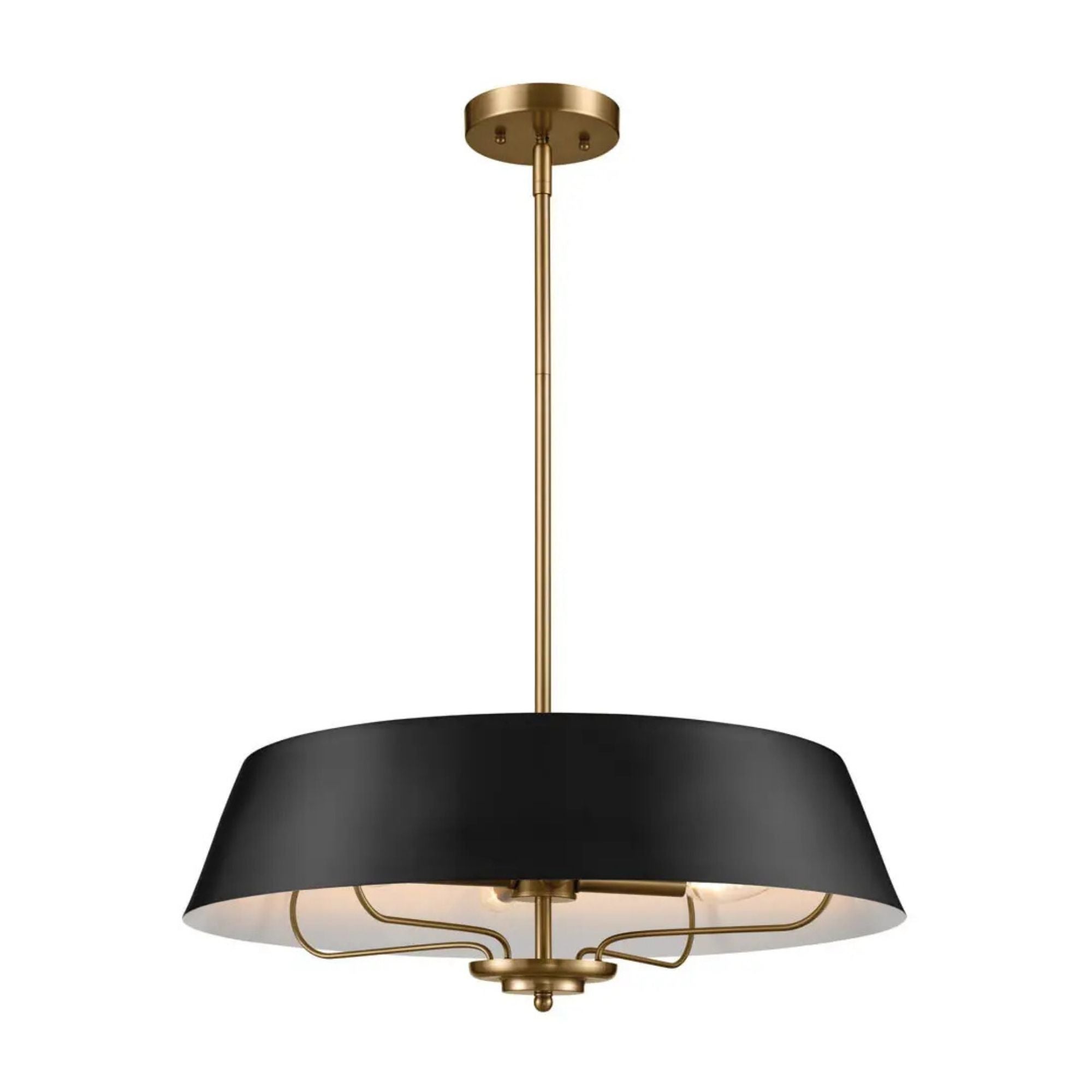 Kichler Luella 22 in. 4-Light Pendant, Black Metal Drum Shade