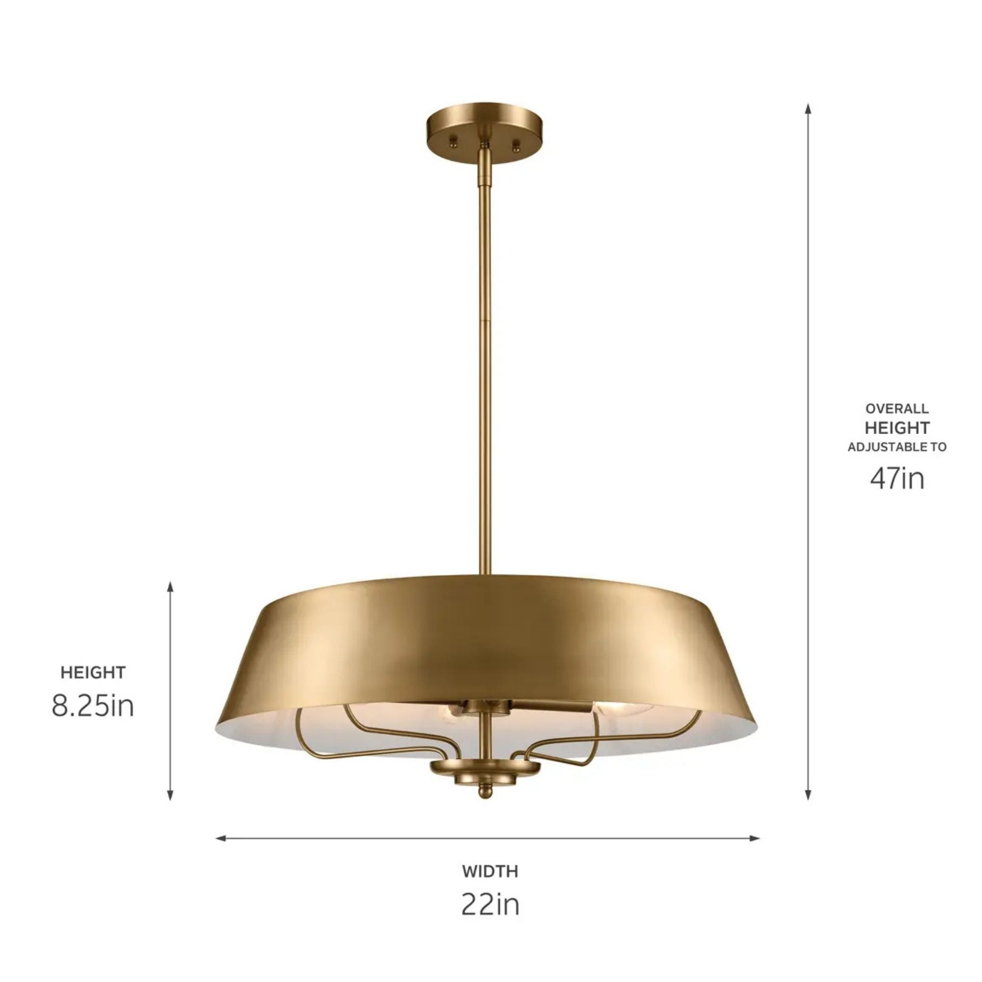 Kichler Luella 22 in. 4-Light Pendant, Brushed Natural Brass