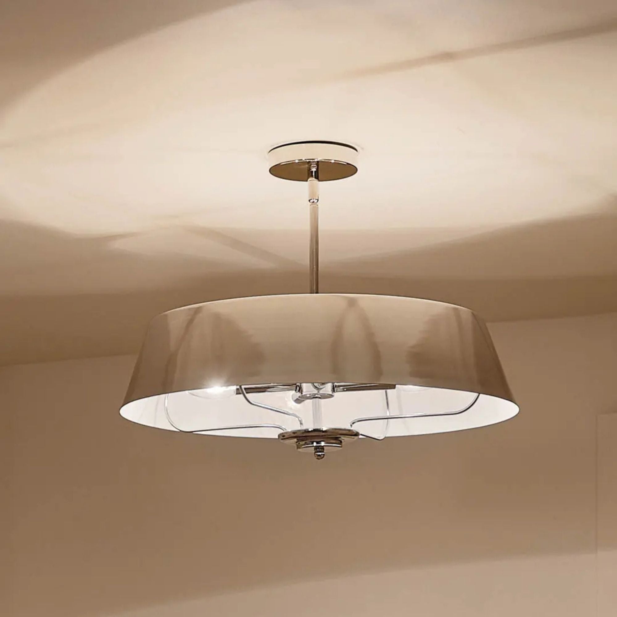 Kichler Luella 22 in. 4-Light Pendant, Polished Nickel, Metal Drum Shade