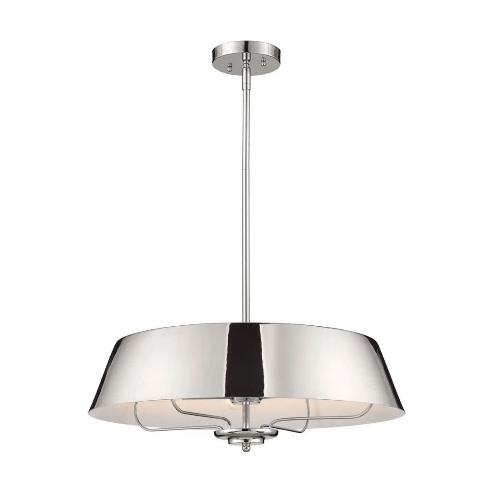 Kichler Luella 22 in. 4-Light Pendant, Polished Nickel, Metal Drum Shade