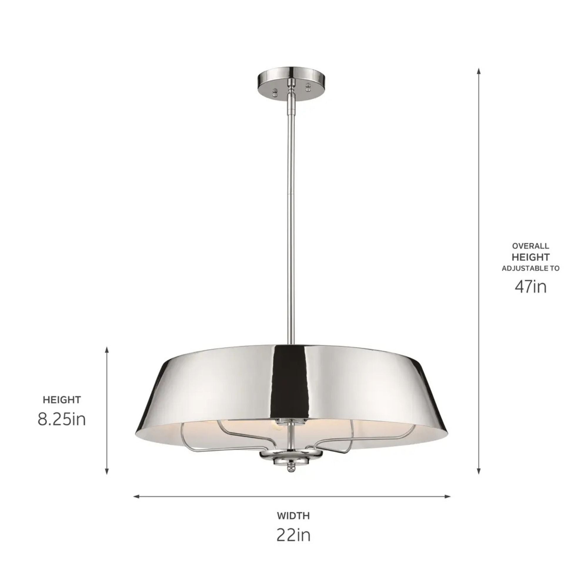 Kichler Luella 22 in. 4-Light Pendant, Polished Nickel, Metal Drum Shade