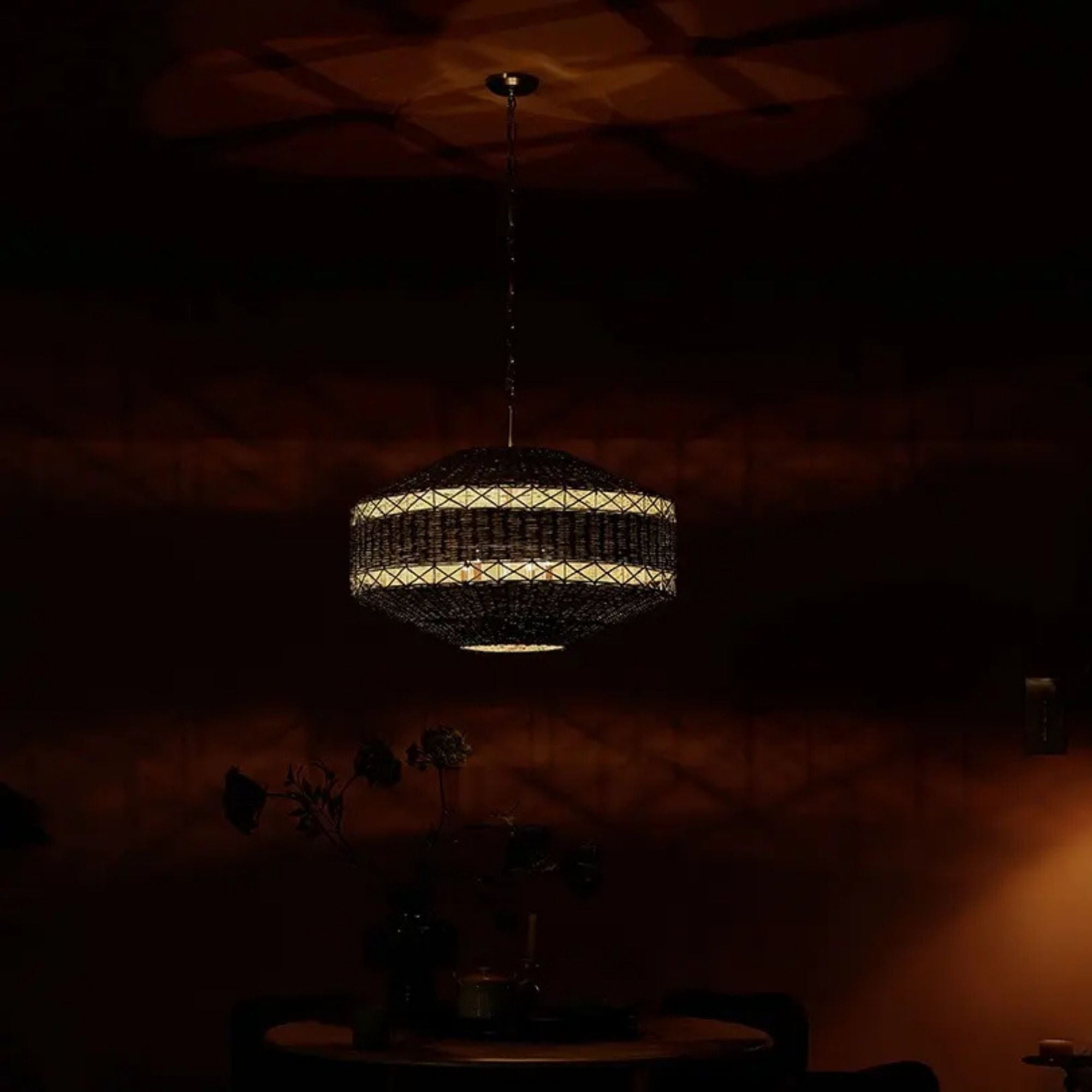 Kichler Lulo 30.25 in. 4-Light Pendant, Champagne Bronze with Cord Shade
