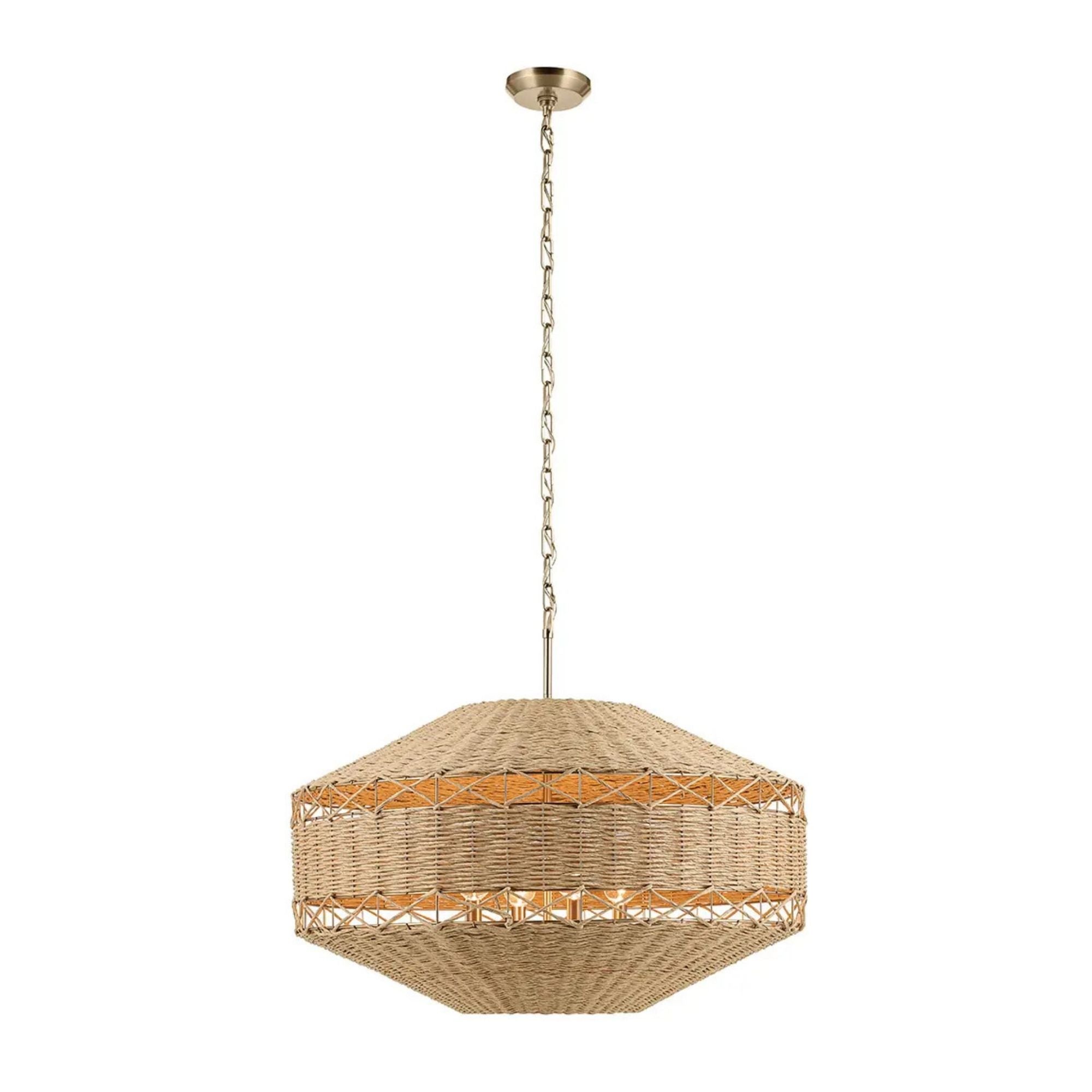 Kichler Lulo 30.25 in. 4-Light Pendant, Champagne Bronze with Cord Shade