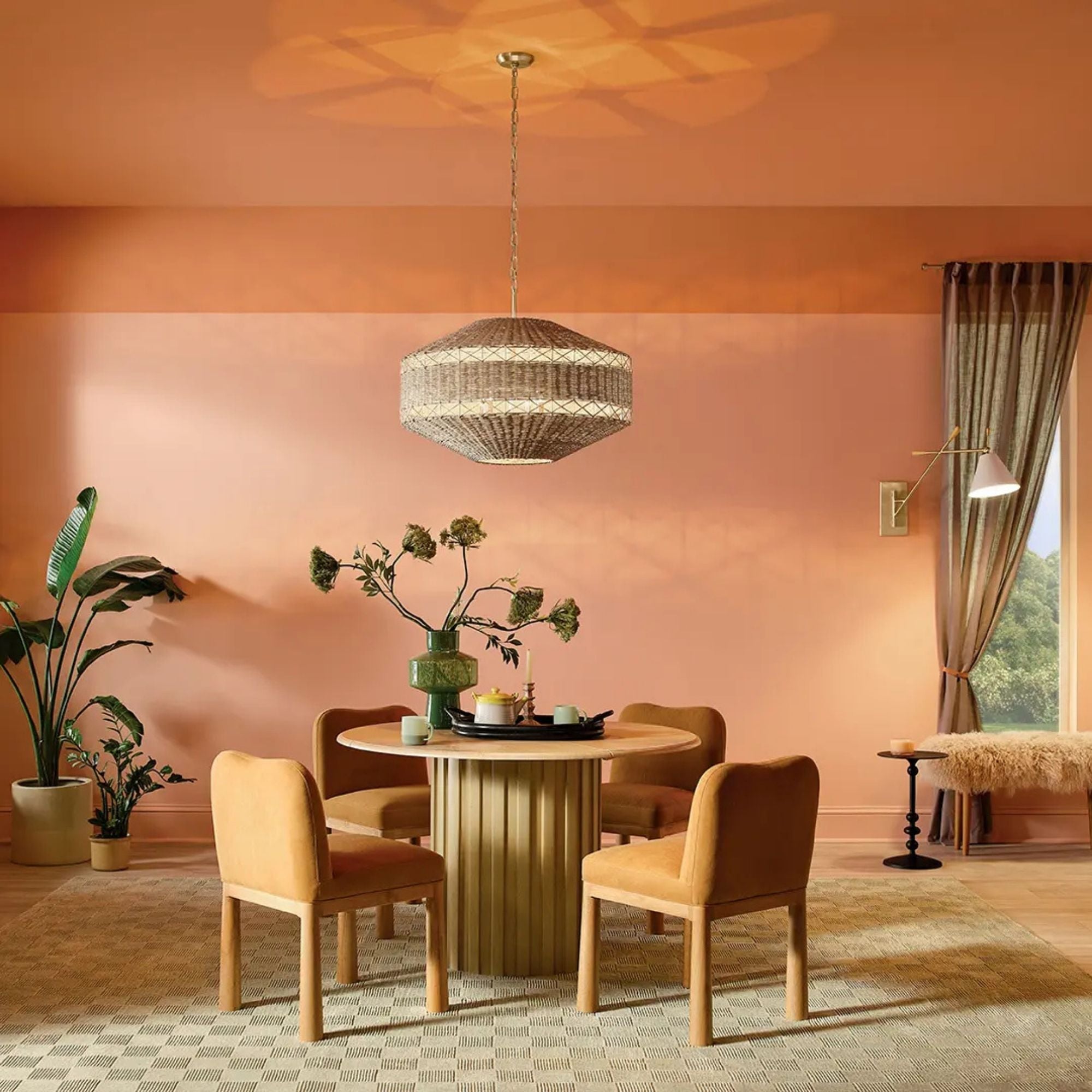 Kichler Lulo 30.25 in. 4-Light Pendant, Champagne Bronze with Cord Shade