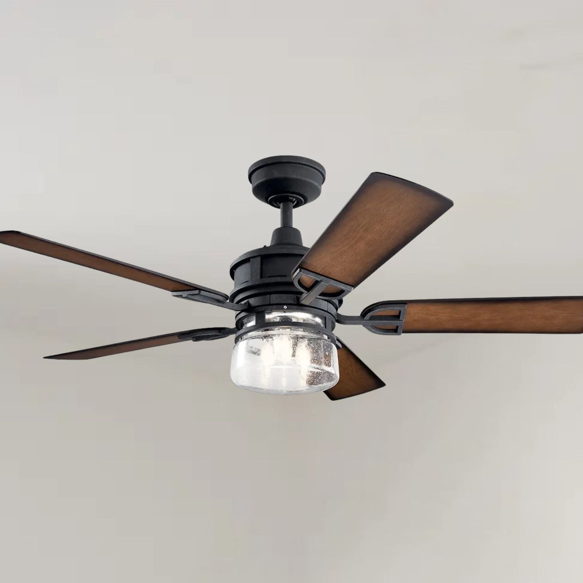 Lyndon Patio 52" Black LED Outdoor Ceiling Fan with Wall Control
