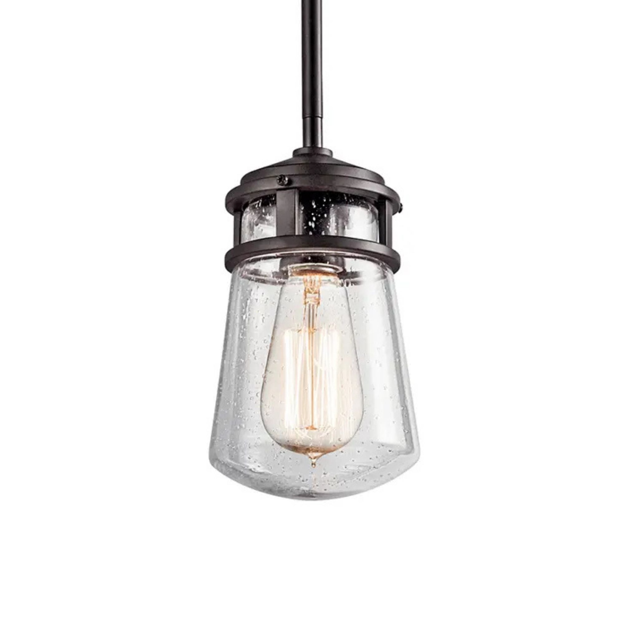Kichler Lyndon 9.5 in. Outdoor Hanging Light, Architectural Bronze with Clear Seeded Glass