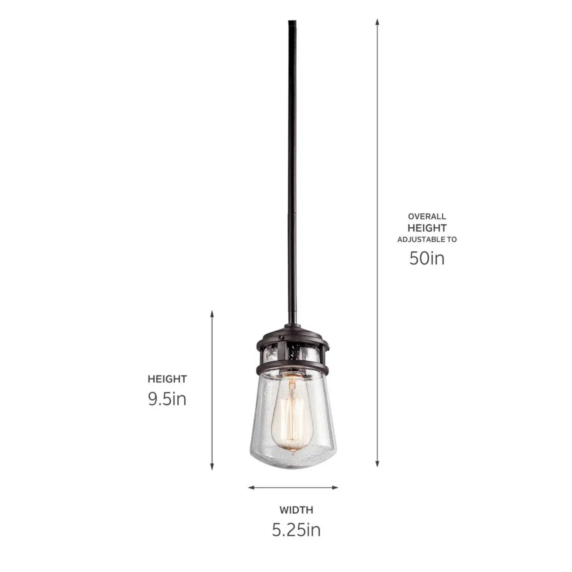 Kichler Lyndon 9.5 in. Outdoor Hanging Light, Architectural Bronze with Clear Seeded Glass