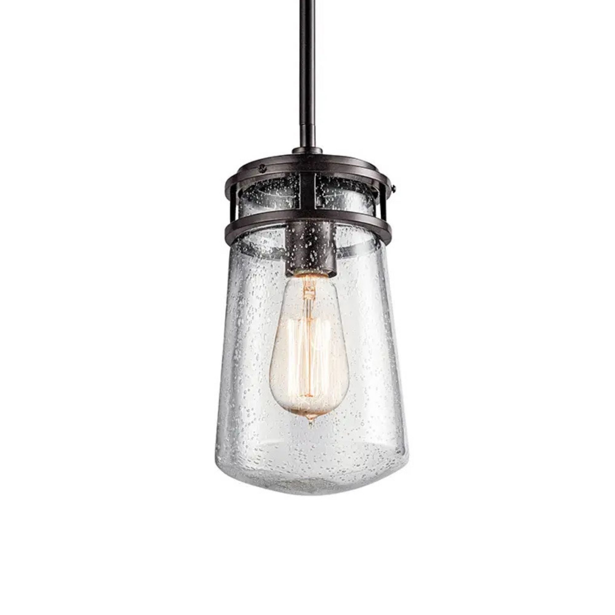 Kichler Lyndon 11.75 in. Outdoor Hanging Light, Architectural Bronze with Clear Seeded Glass