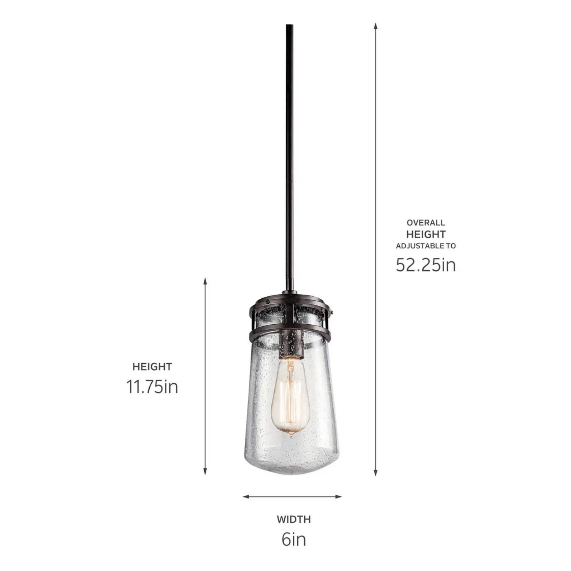 Kichler Lyndon 11.75 in. Outdoor Hanging Light, Architectural Bronze with Clear Seeded Glass