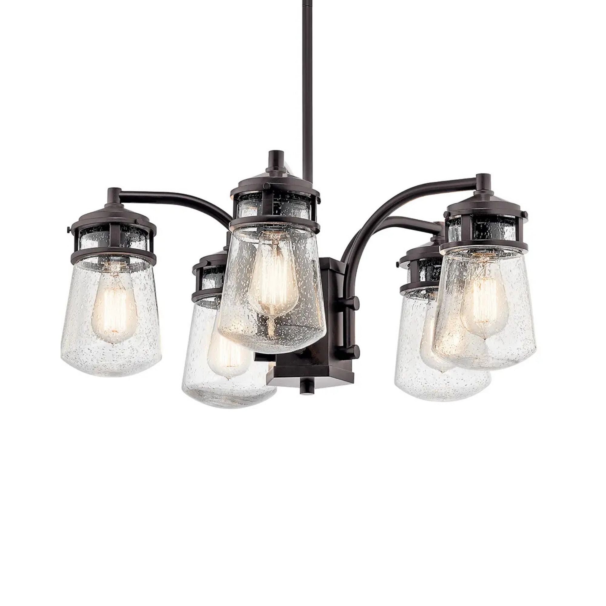 Kichler Lyndon 24 in. 5-Light Chandelier, Architectural Bronze with Clear Seeded Glass