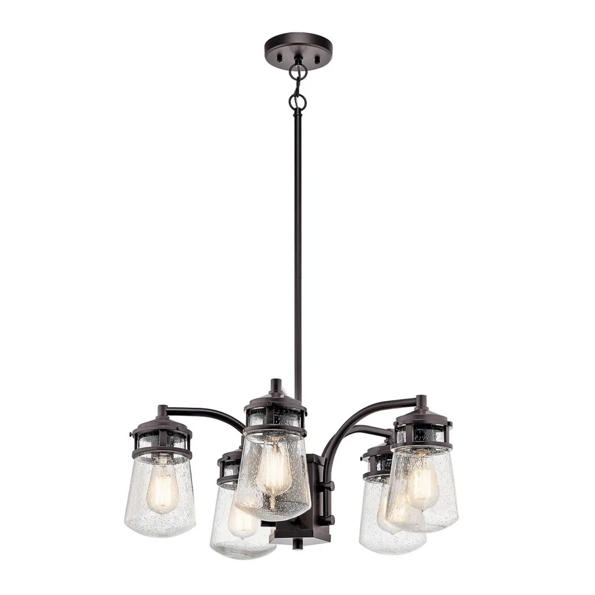 Kichler Lyndon 24 in. 5-Light Chandelier, Architectural Bronze with Clear Seeded Glass