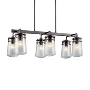 Kichler Lyndon 36.75 in. 6-Light Linear Chandelier, Architectural Bronze with Clear Seeded Glass