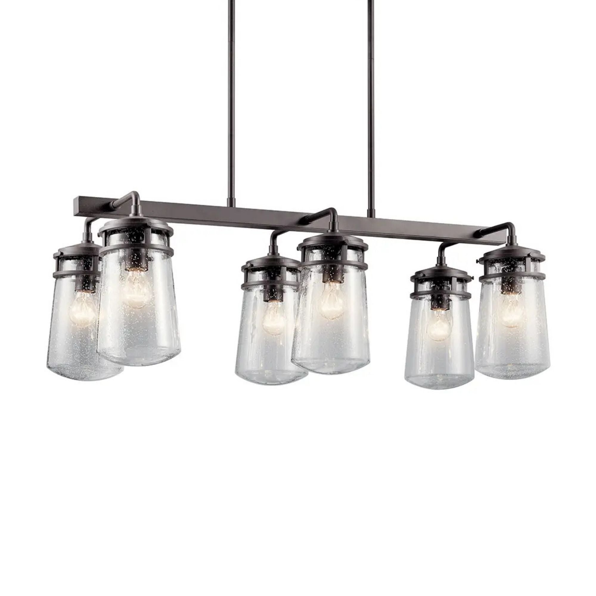 Kichler Lyndon 36.75 in. 6-Light Linear Chandelier, Architectural Bronze with Clear Seeded Glass