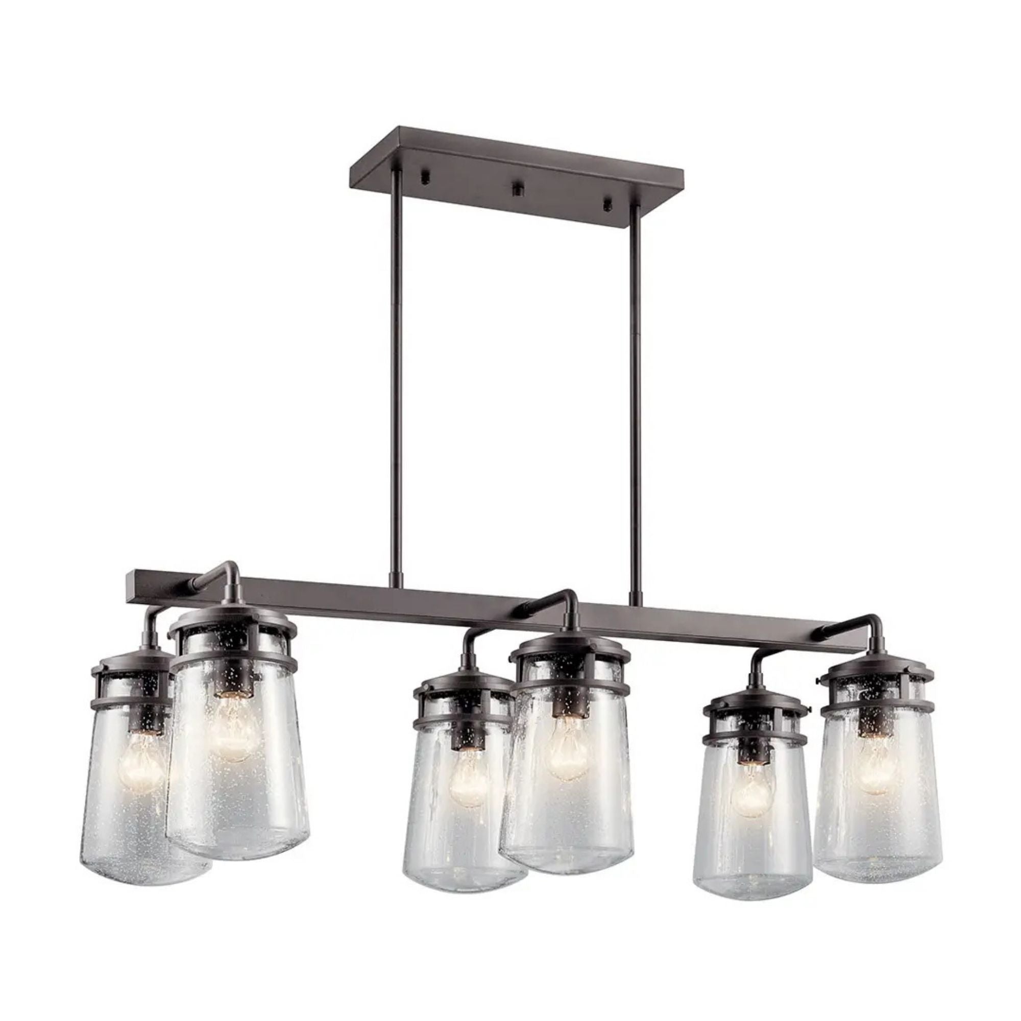 Kichler Lyndon 36.75 in. 6-Light Linear Chandelier, Architectural Bronze with Clear Seeded Glass