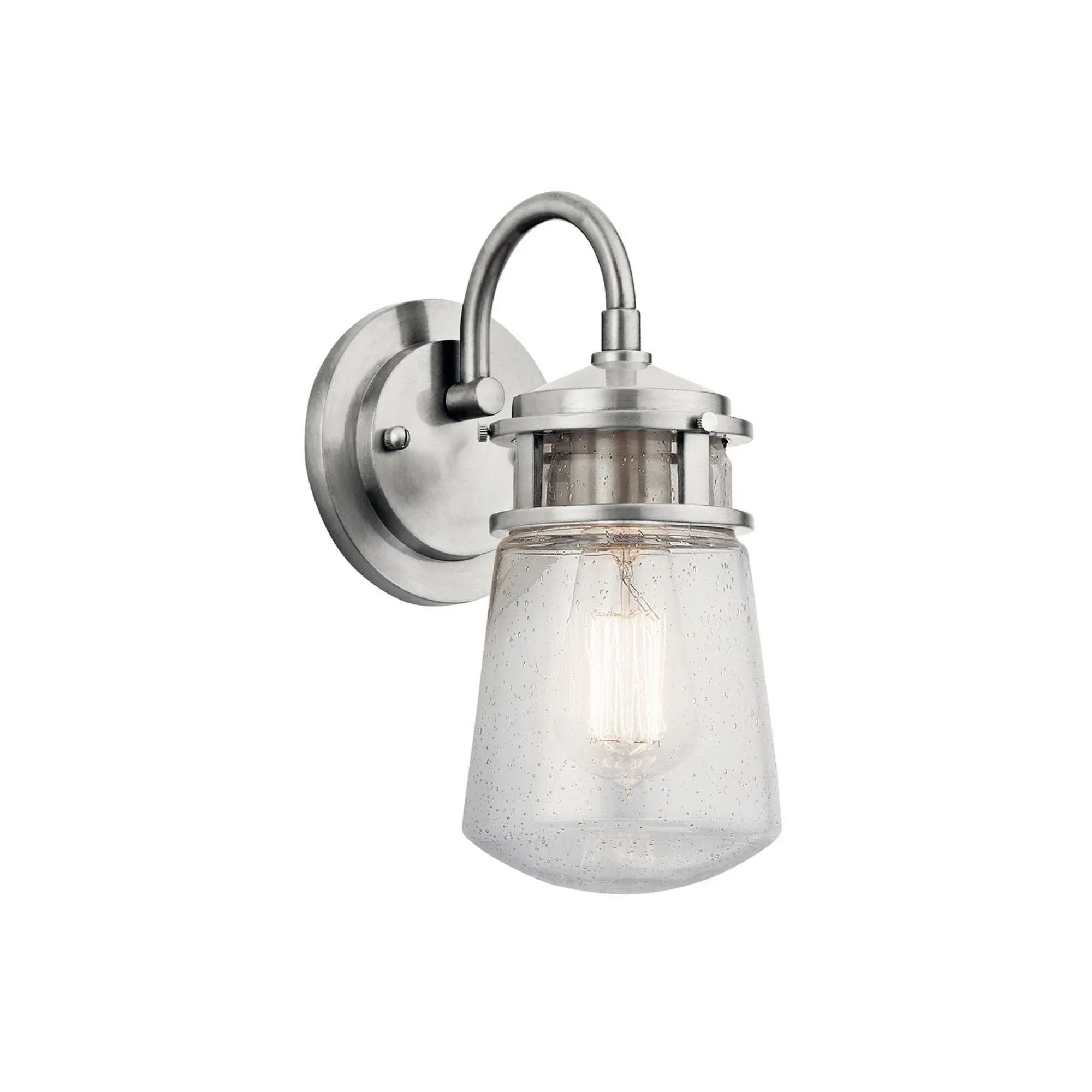 Kichler Lyndon 11.25 in. Outdoor Sconce, Brushed Aluminum with Clear Seeded Glass