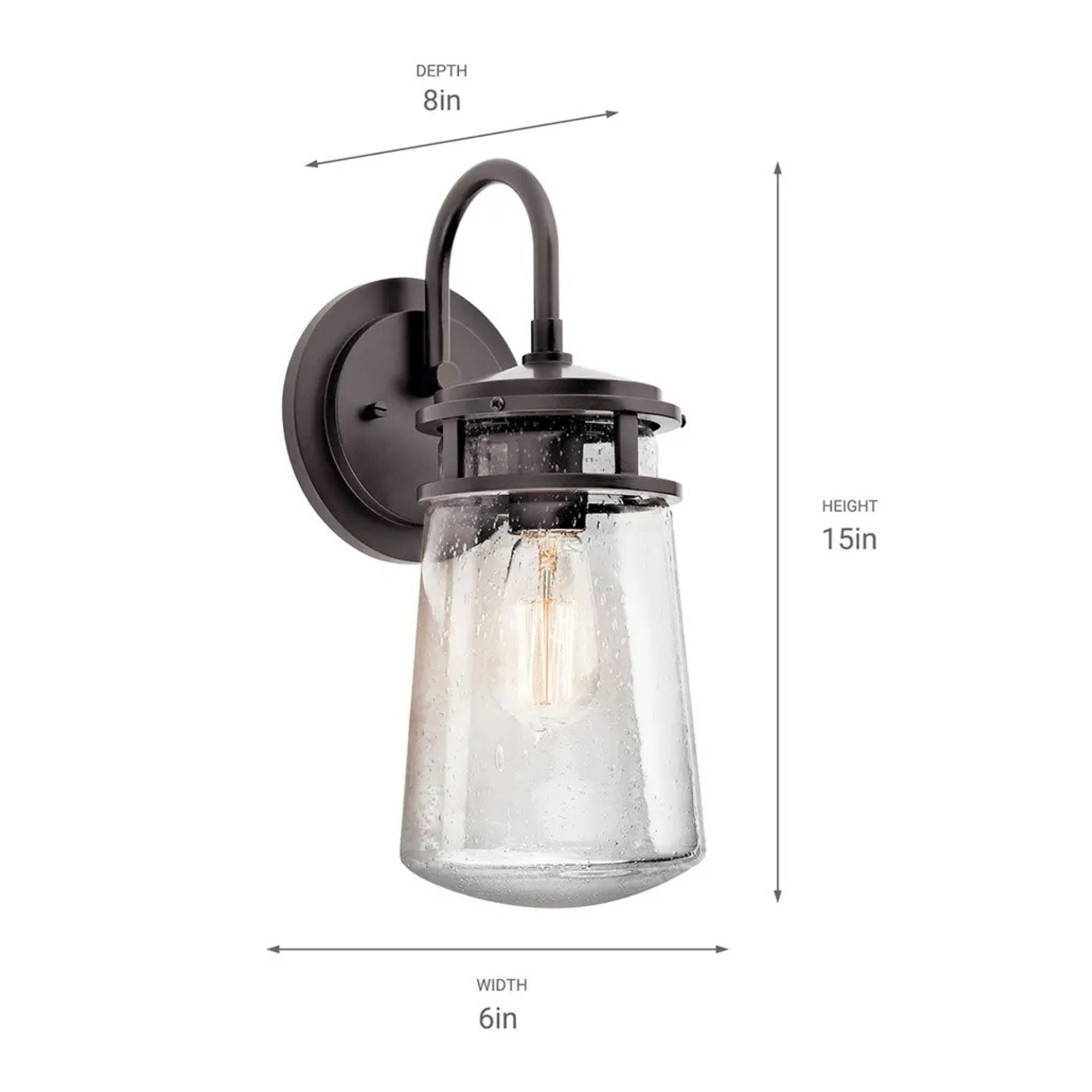 Kichler Lyndon 15 in. Outdoor Sconce, Architectural Bronze with Clear Seeded Glass