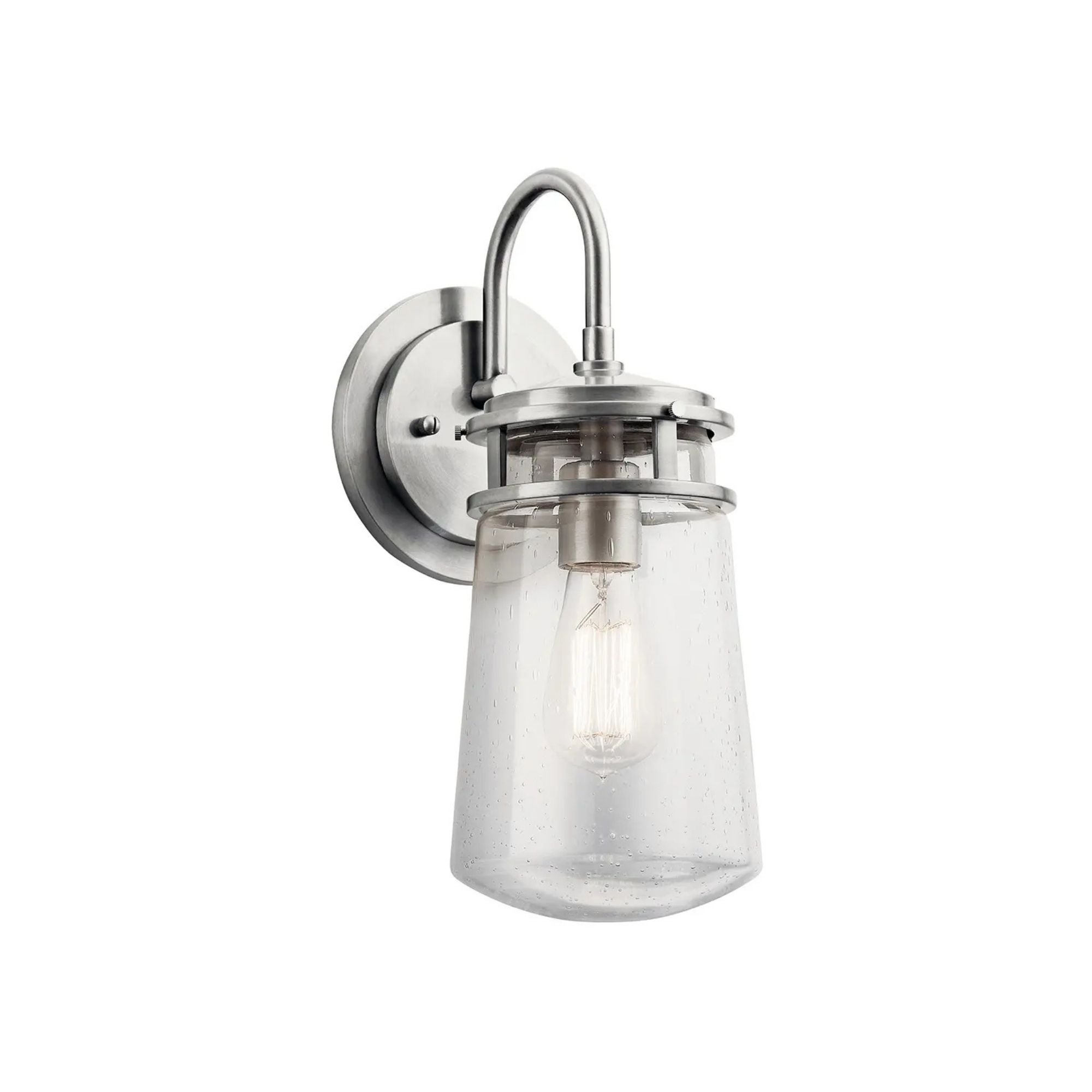 Kichler Lyndon 15 in. Outdoor Sconce, Brushed Aluminum with Clear Seeded Glass