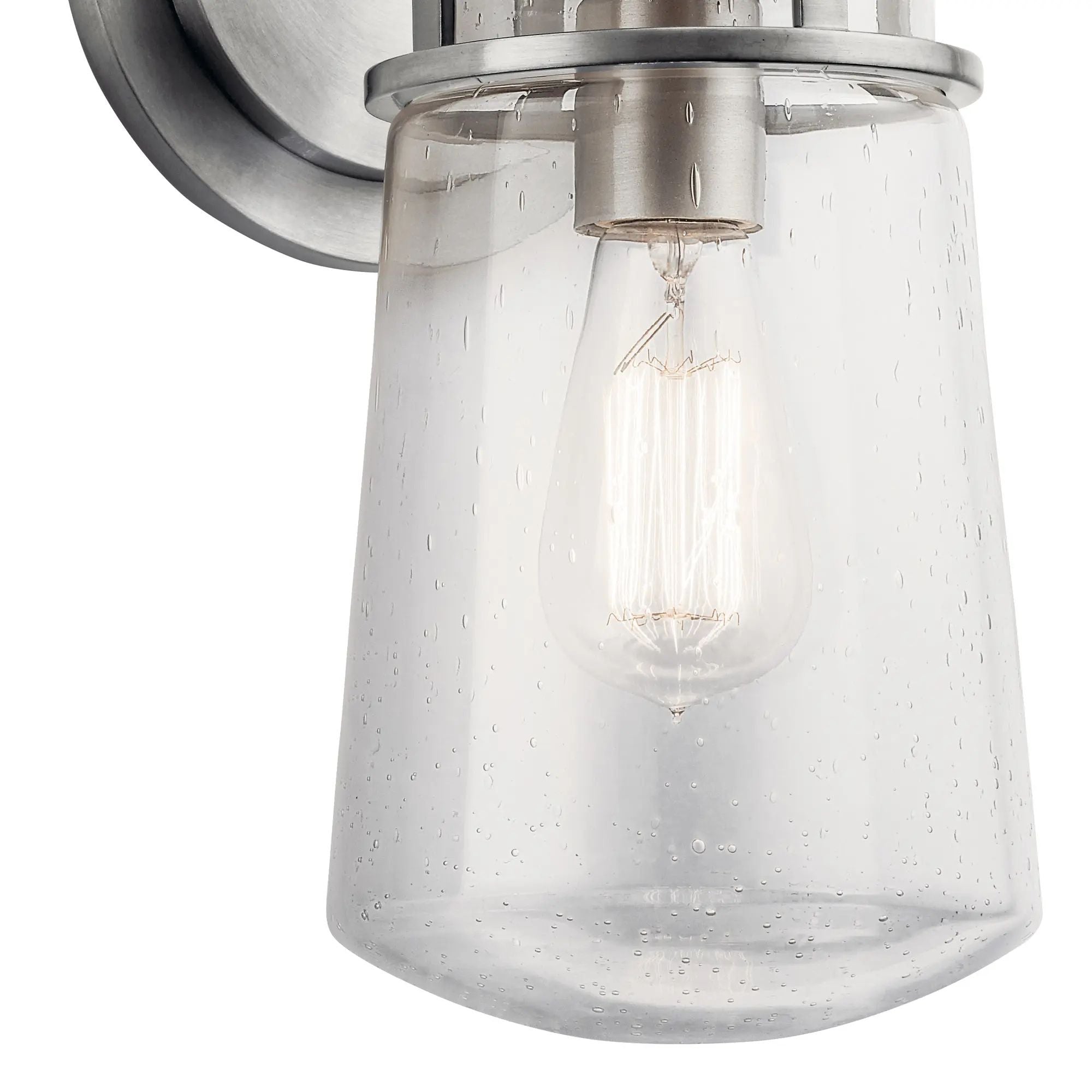 Kichler Lyndon 15 in. Outdoor Sconce, Brushed Aluminum with Clear Seeded Glass