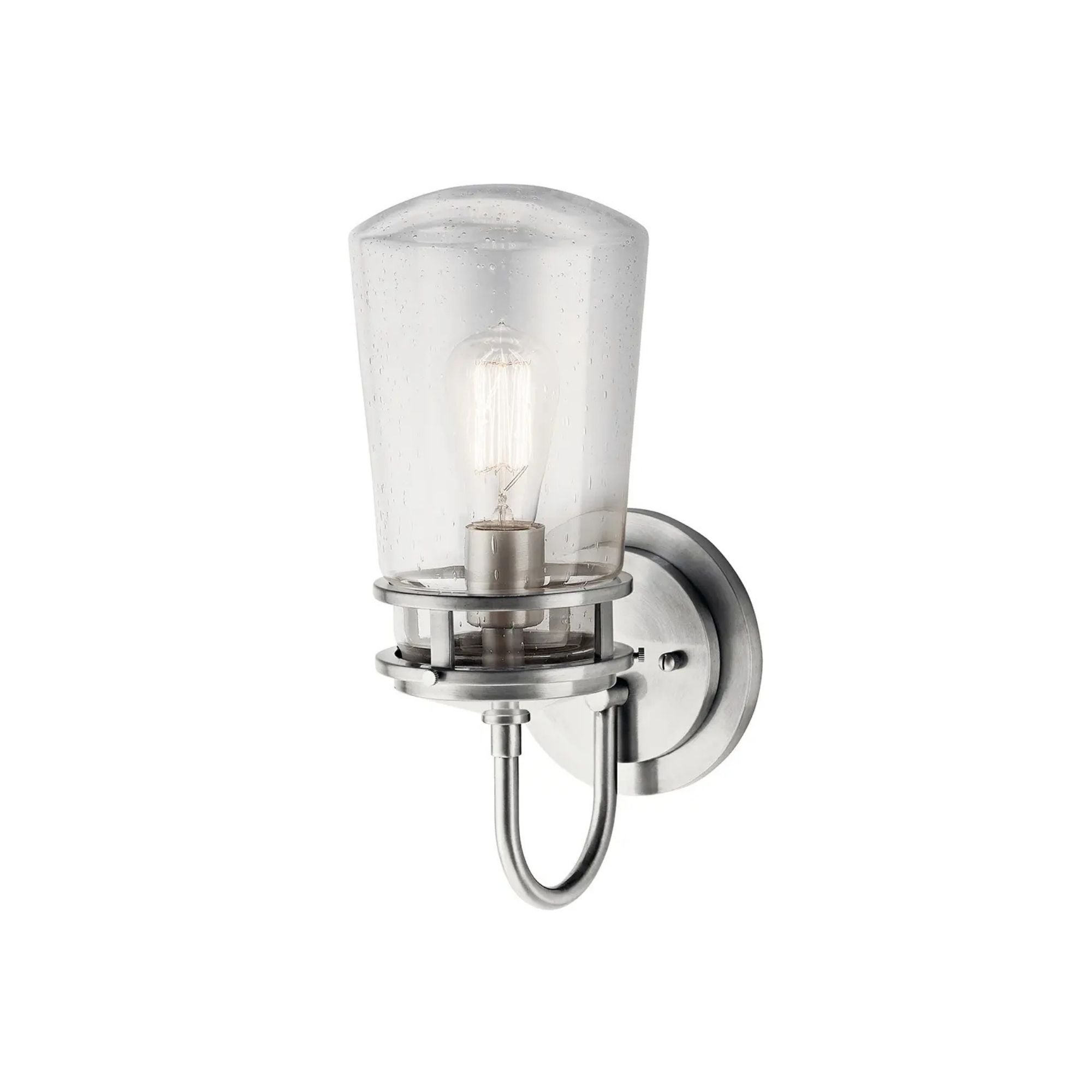 Kichler Lyndon 15 in. Outdoor Sconce, Brushed Aluminum with Clear Seeded Glass