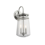 Kichler Lyndon 18.25 in. 2-Light Outdoor Sconce, Brushed Aluminum with Clear Seeded Glass