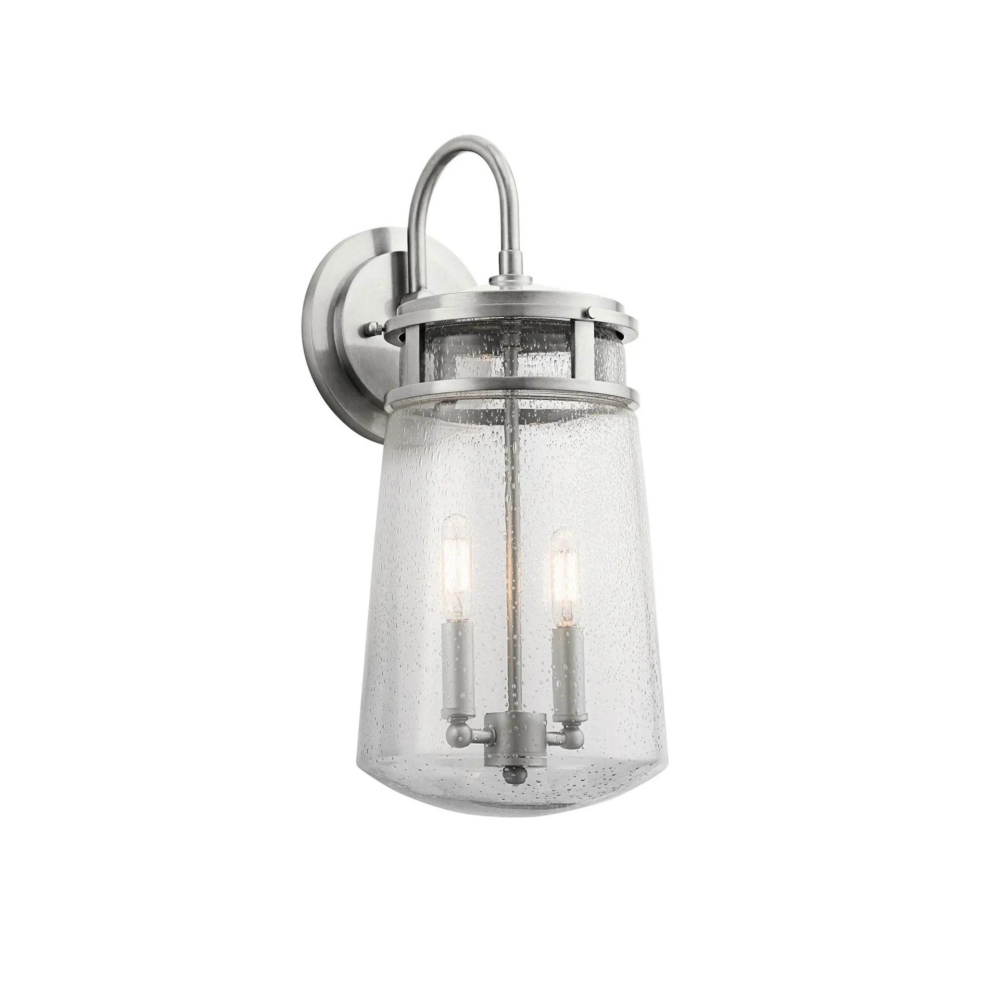 Kichler Lyndon 18.25 in. 2-Light Outdoor Sconce, Brushed Aluminum with Clear Seeded Glass