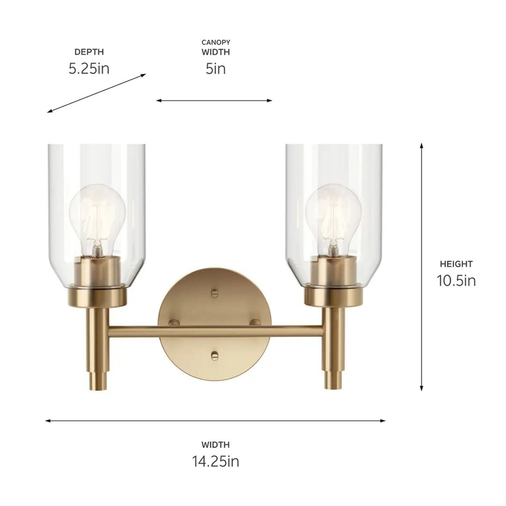 Kichler Lighting - Madden 14" 2-Light Vanity Light, Champagne Bronze Finish | Bees Lighting