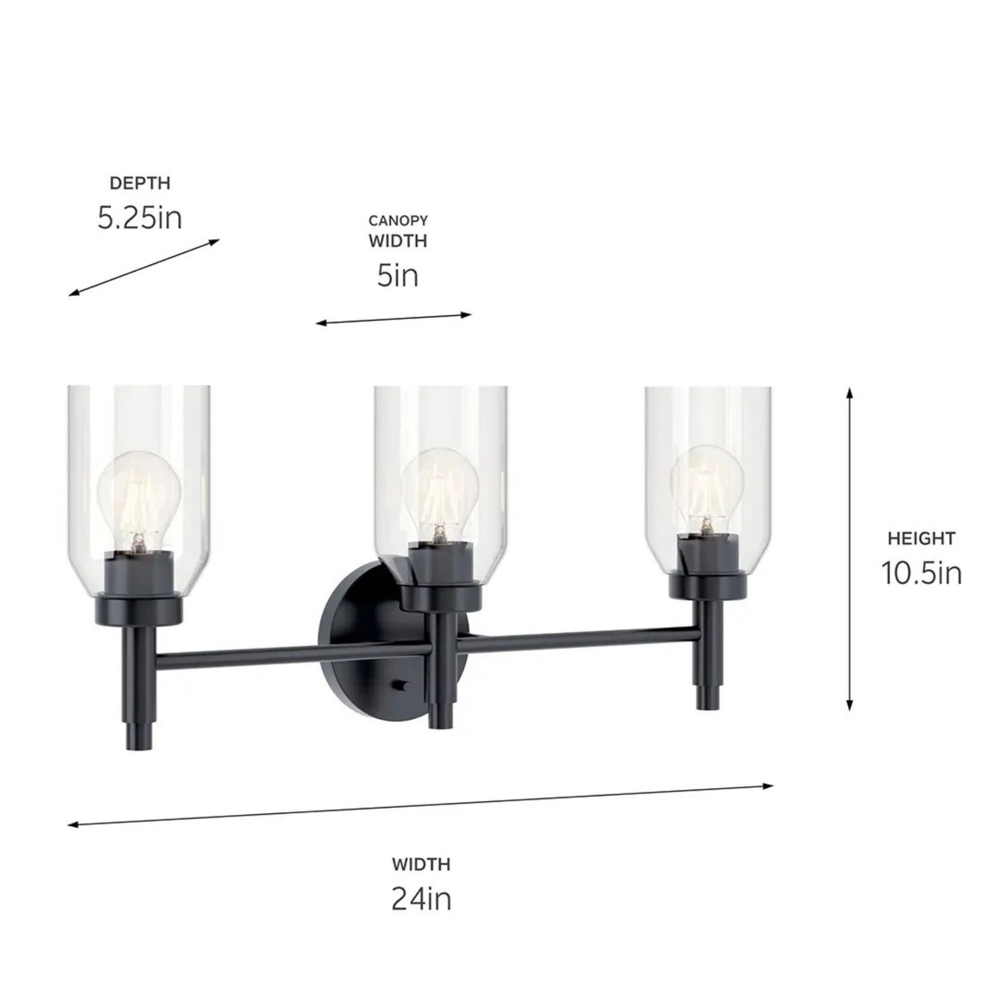 Kichler Lighting - Madden 24" 3-Light Vanity Light, Black Finish | Bees Lighting