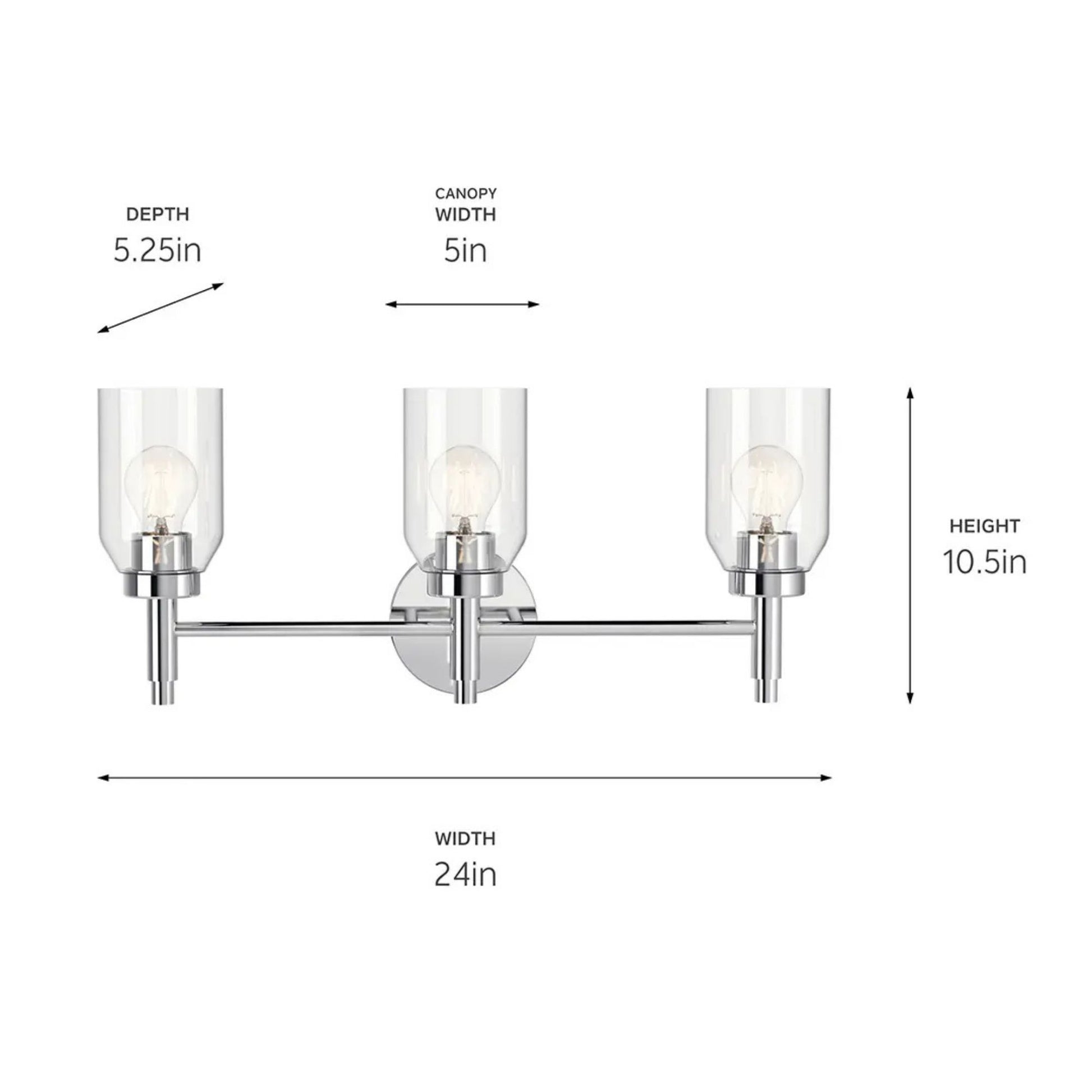 Kichler Lighting - Madden 24" 3-Light Vanity Light, Chrome Finish | Bees Lighting