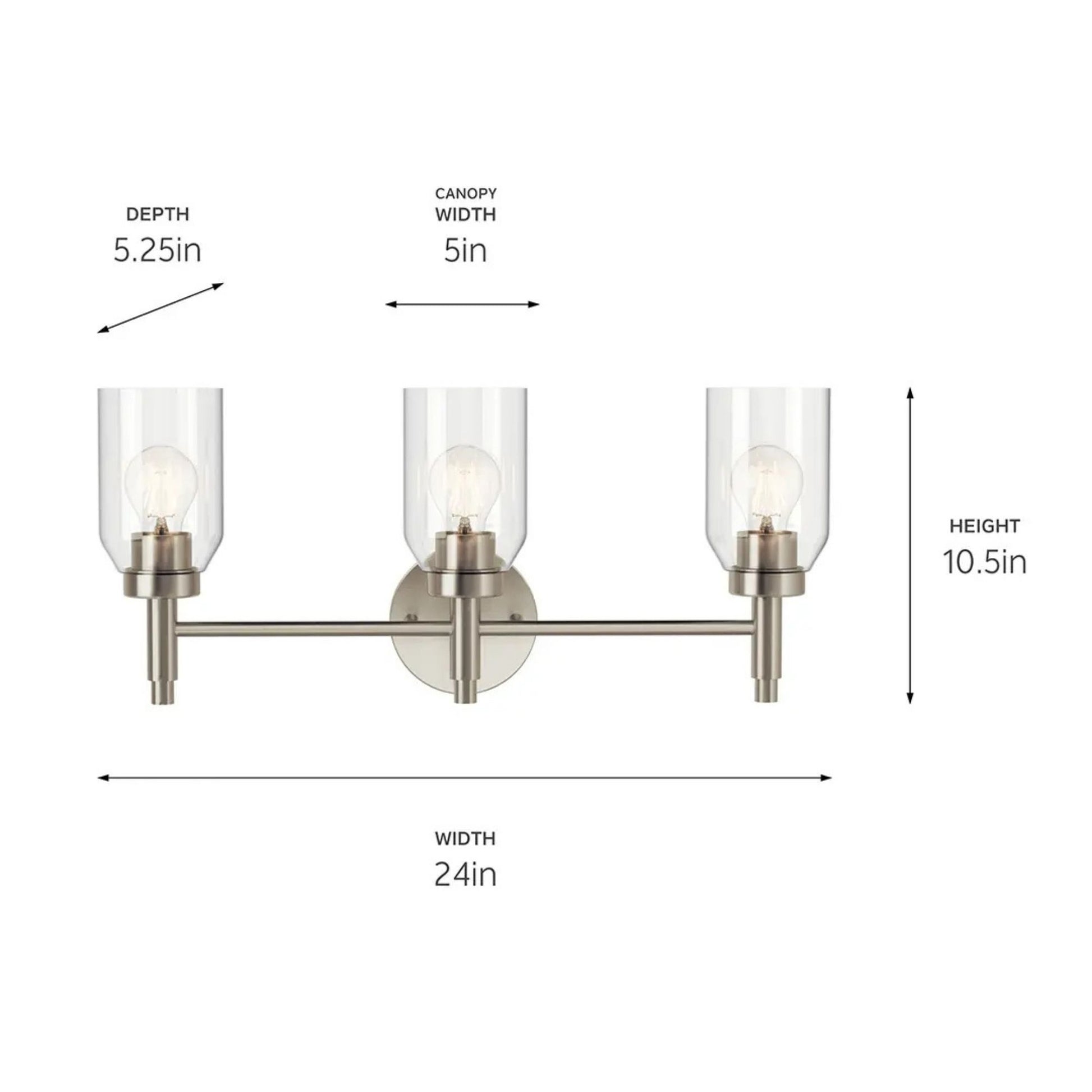 Kichler Lighting - Madden 24" 3-Light Vanity Light, Brushed Nickel Finish | Bees Lighting