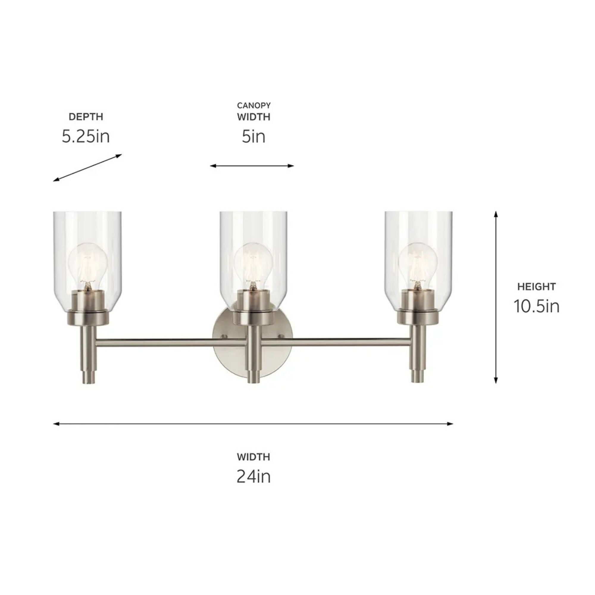 Kichler Lighting - Madden 24" 3-Light Vanity Light, Brushed Nickel Finish | Bees Lighting