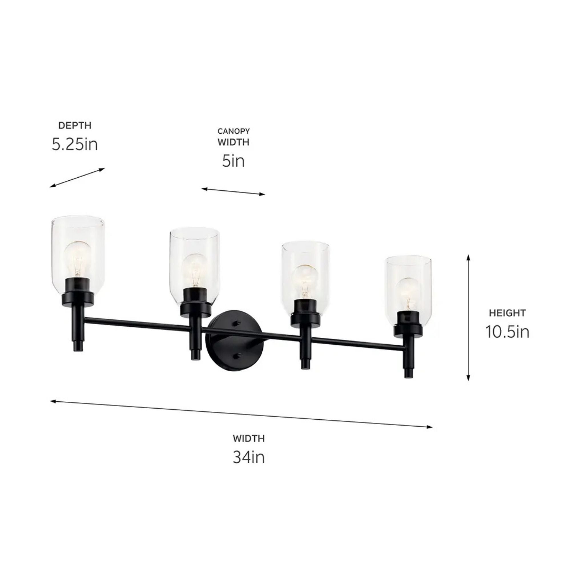 Kichler Lighting - Madden 34" 4-Light Vanity Light, Black Finish | Bees Lighting
