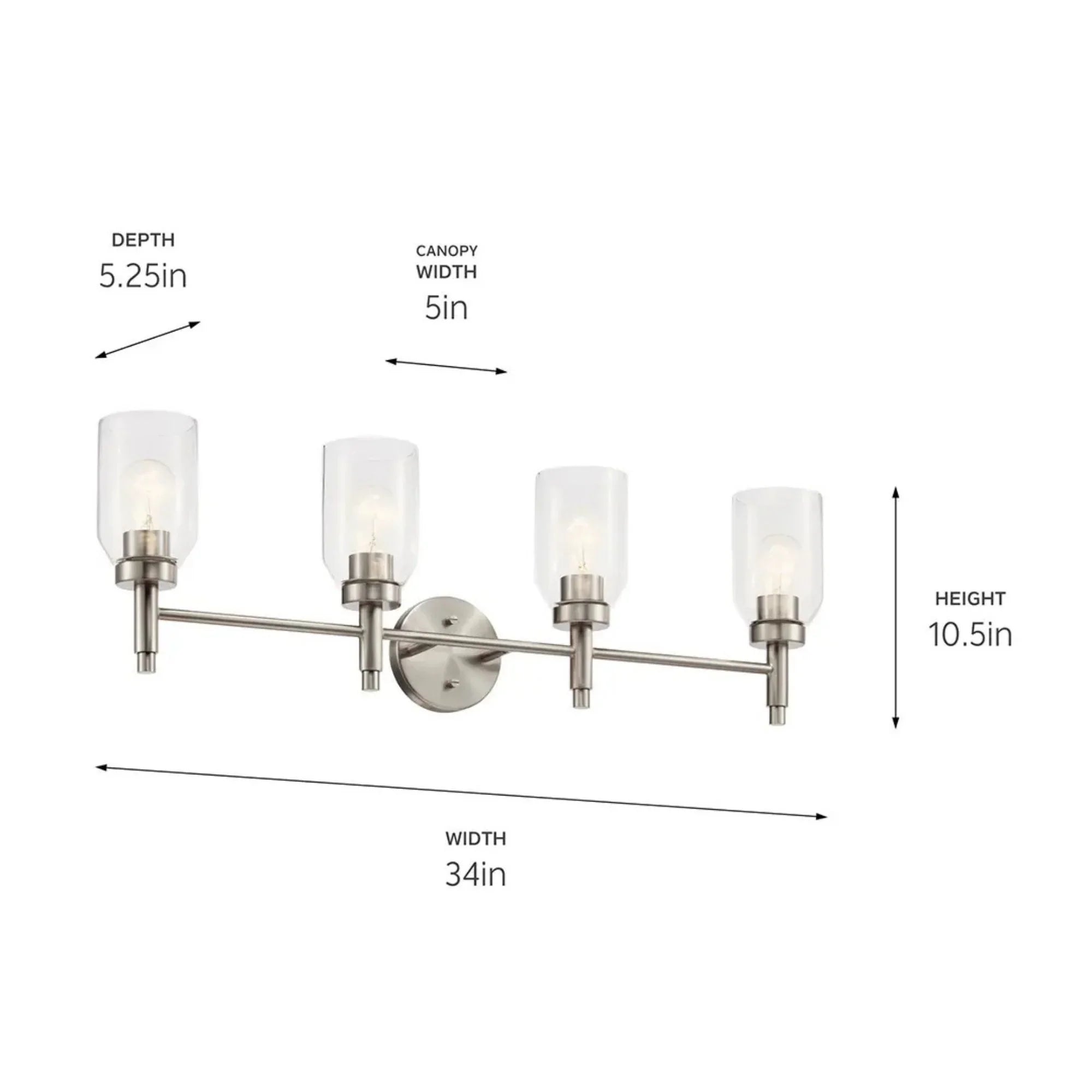 Kichler Lighting - Madden 34" 4-Light Vanity Light, Brushed Nickel Finish | Bees Lighting